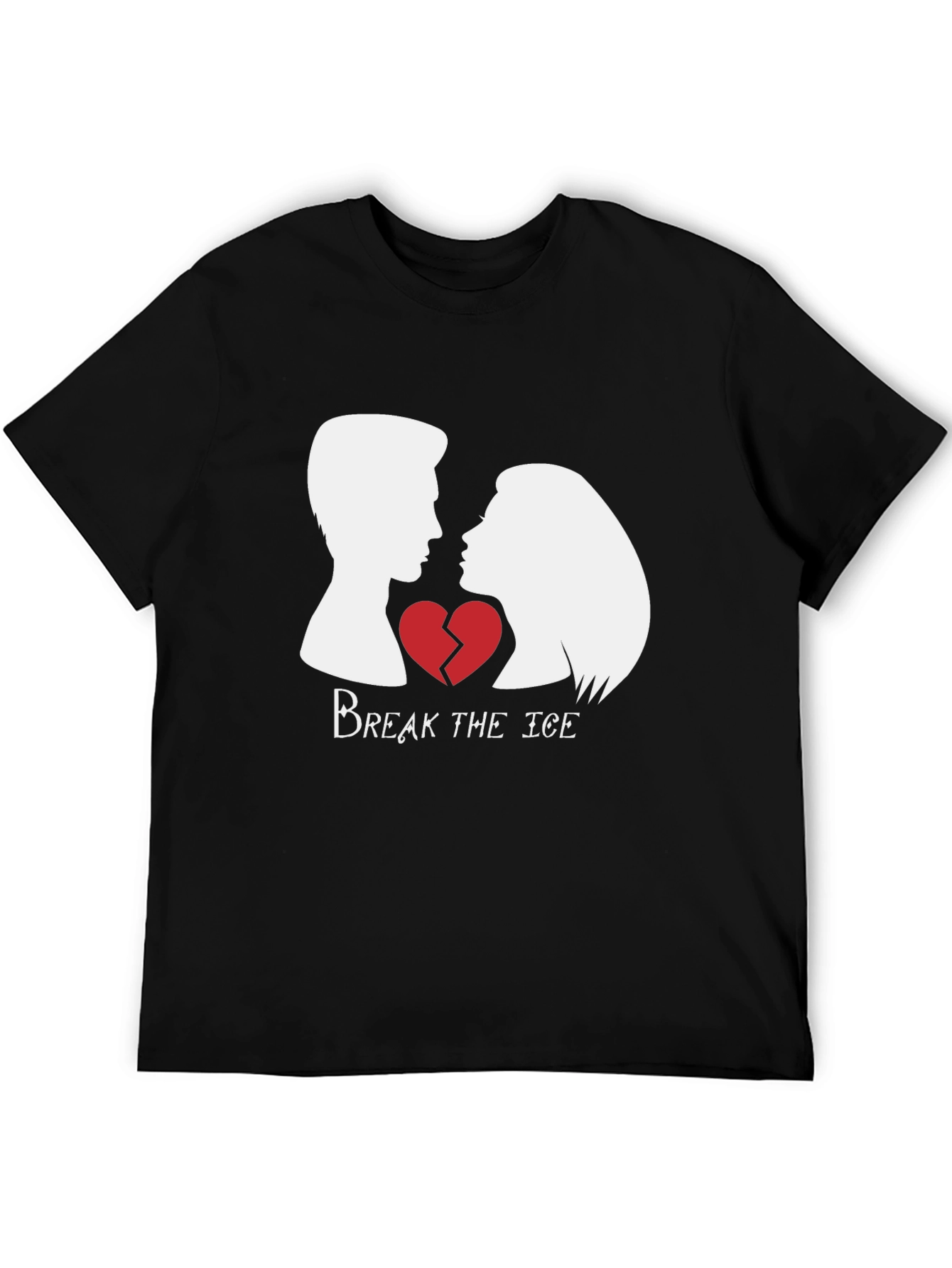 Black Break the Ice Graphic Tee - Couple's Heart Shirt view 5