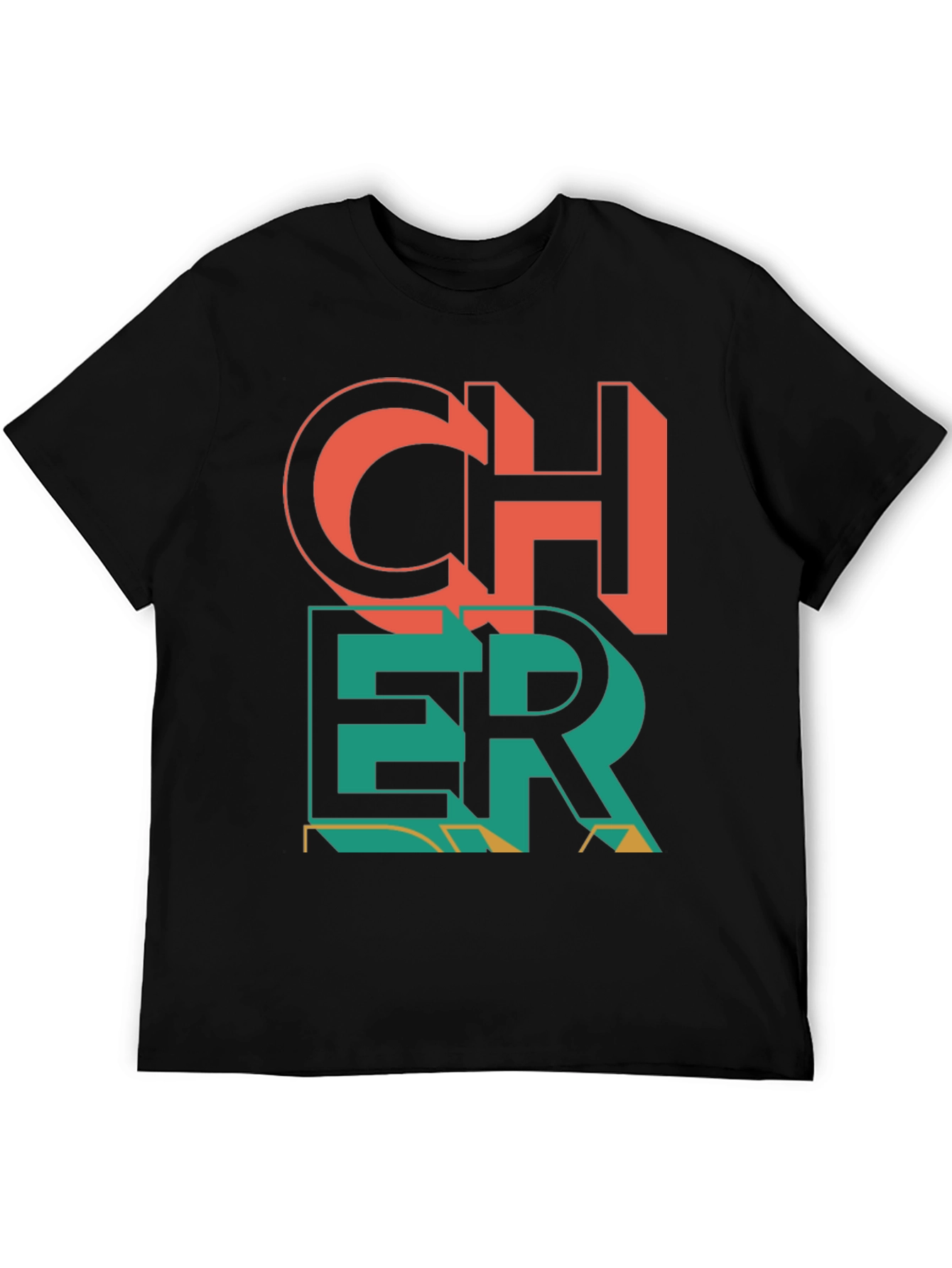 Black Cheer Graphic Print Crew Neck T-Shirt view 5