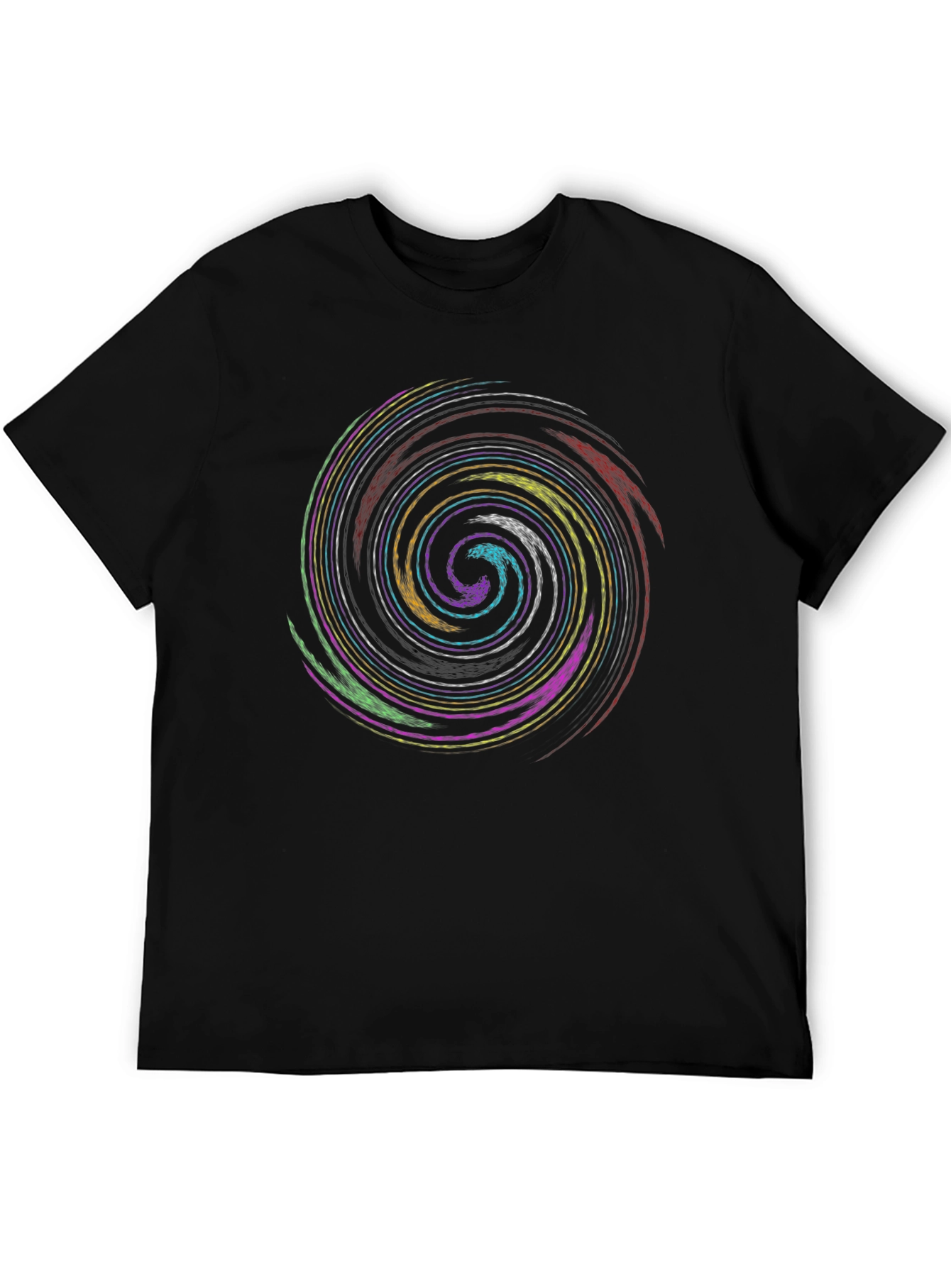 Black Abstract Swirl Graphic Black T-Shirt view 5