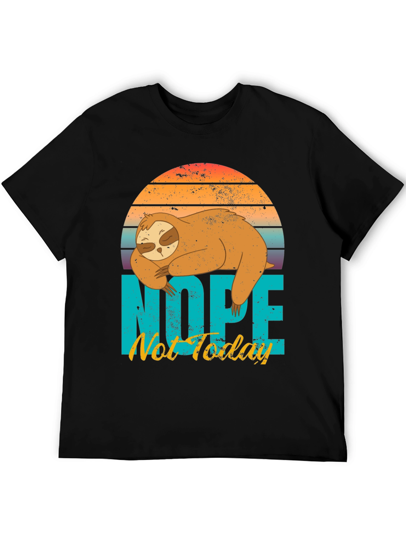 Black Nope Not Today Sloth Graphic T-Shirt view 5