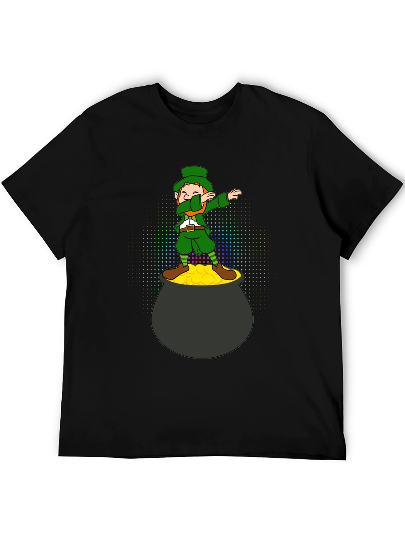 Black Lucky Dabbing Leprechaun Black T-Shirt view 5