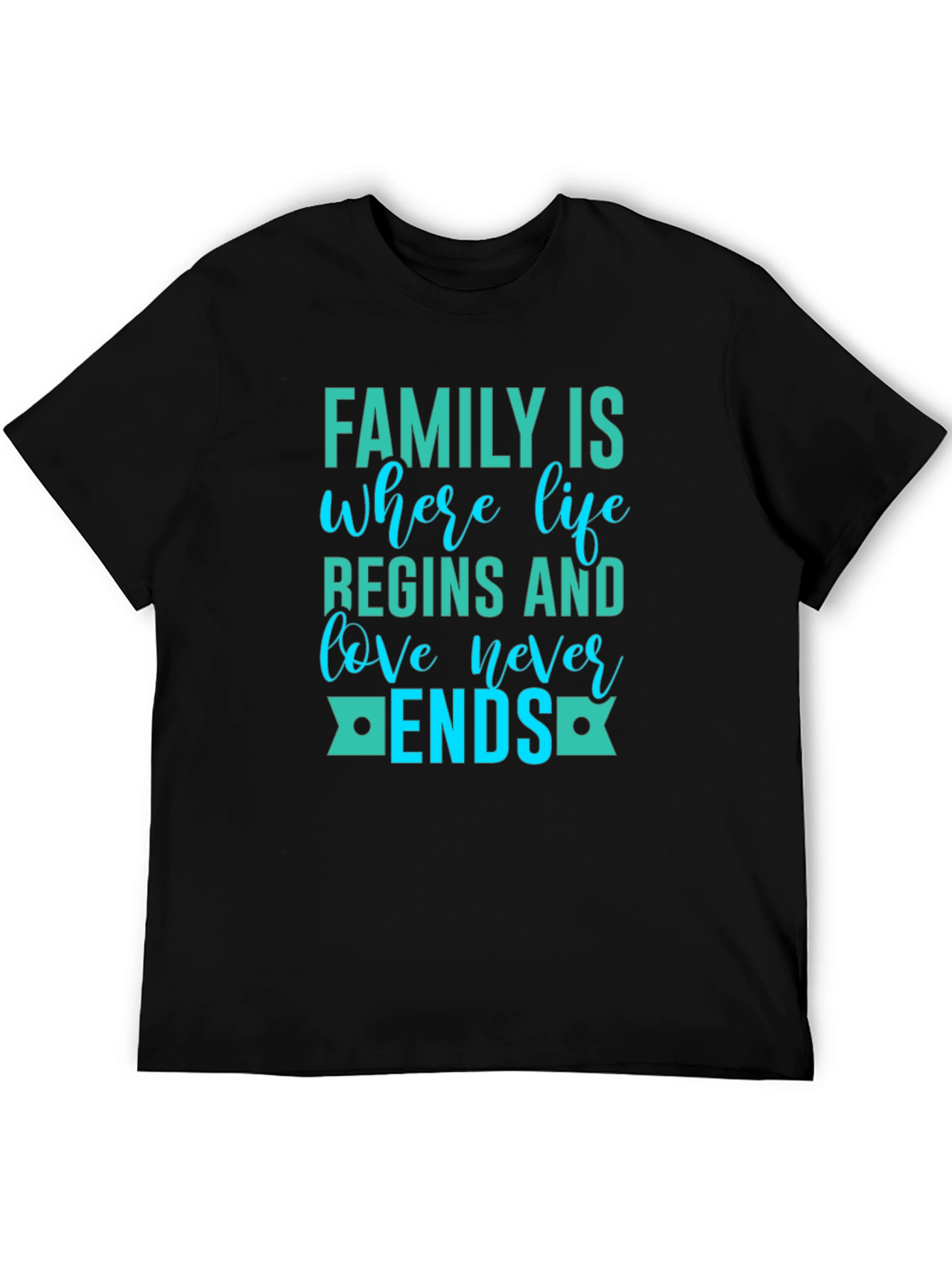 Black Family Love Never Ends Graphic Tee - Black Casual T-Shirt view 5