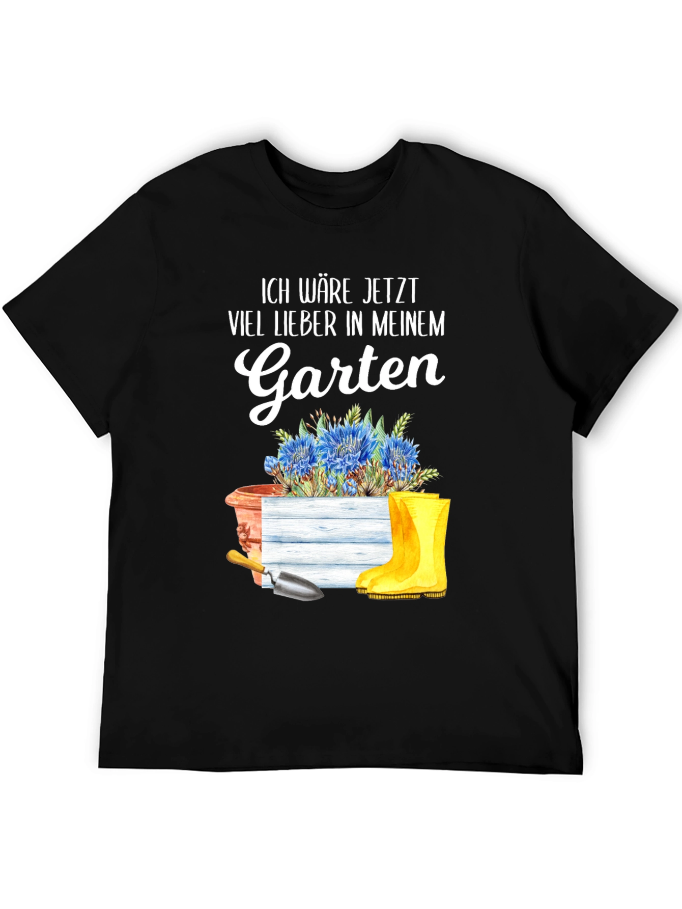 Black Gardening Enthusiast T-Shirt - "I'd Rather Be In My Garden" view 5