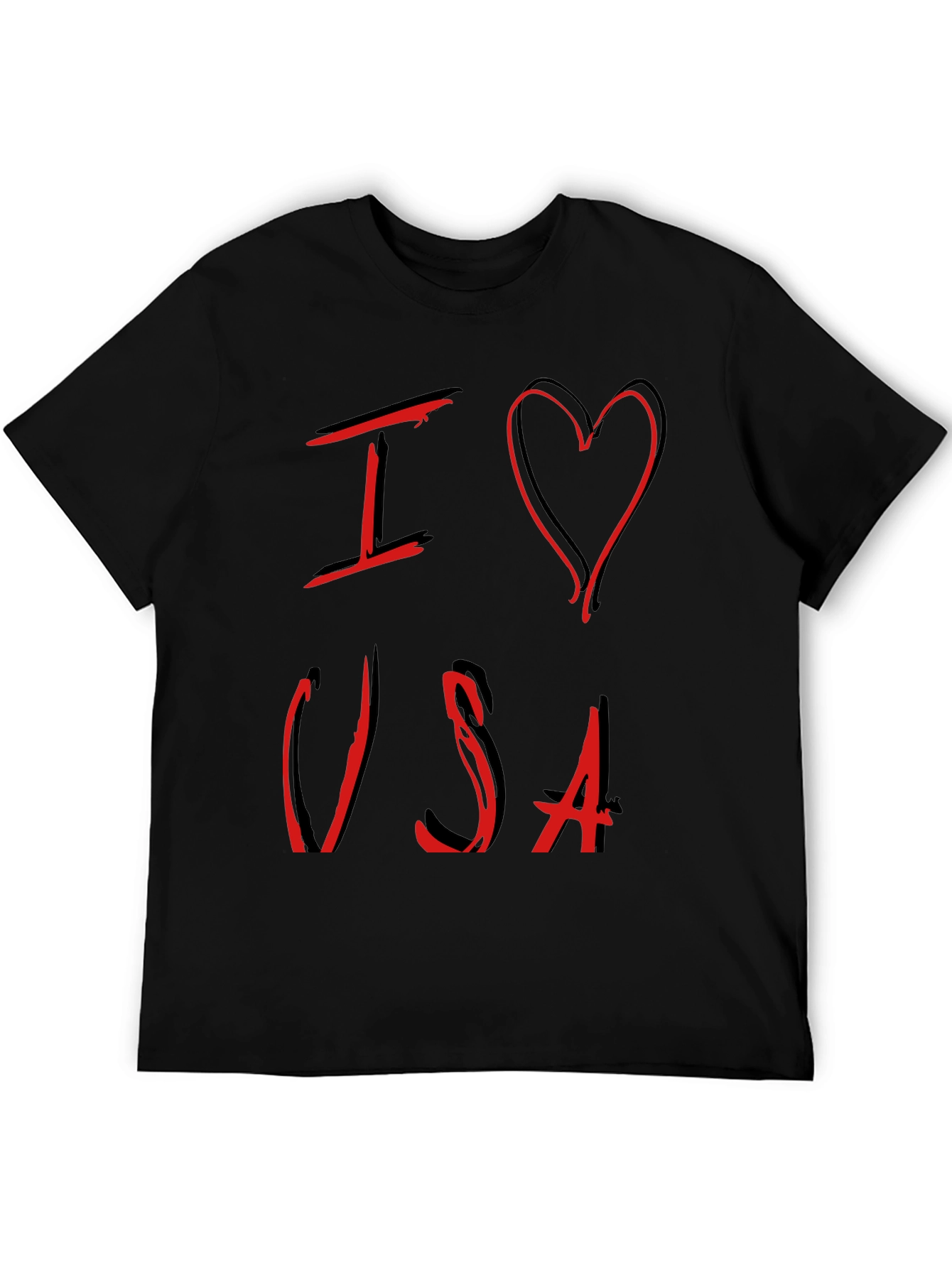 Black I Love USA Graphic Tee - Patriotic Design view 5