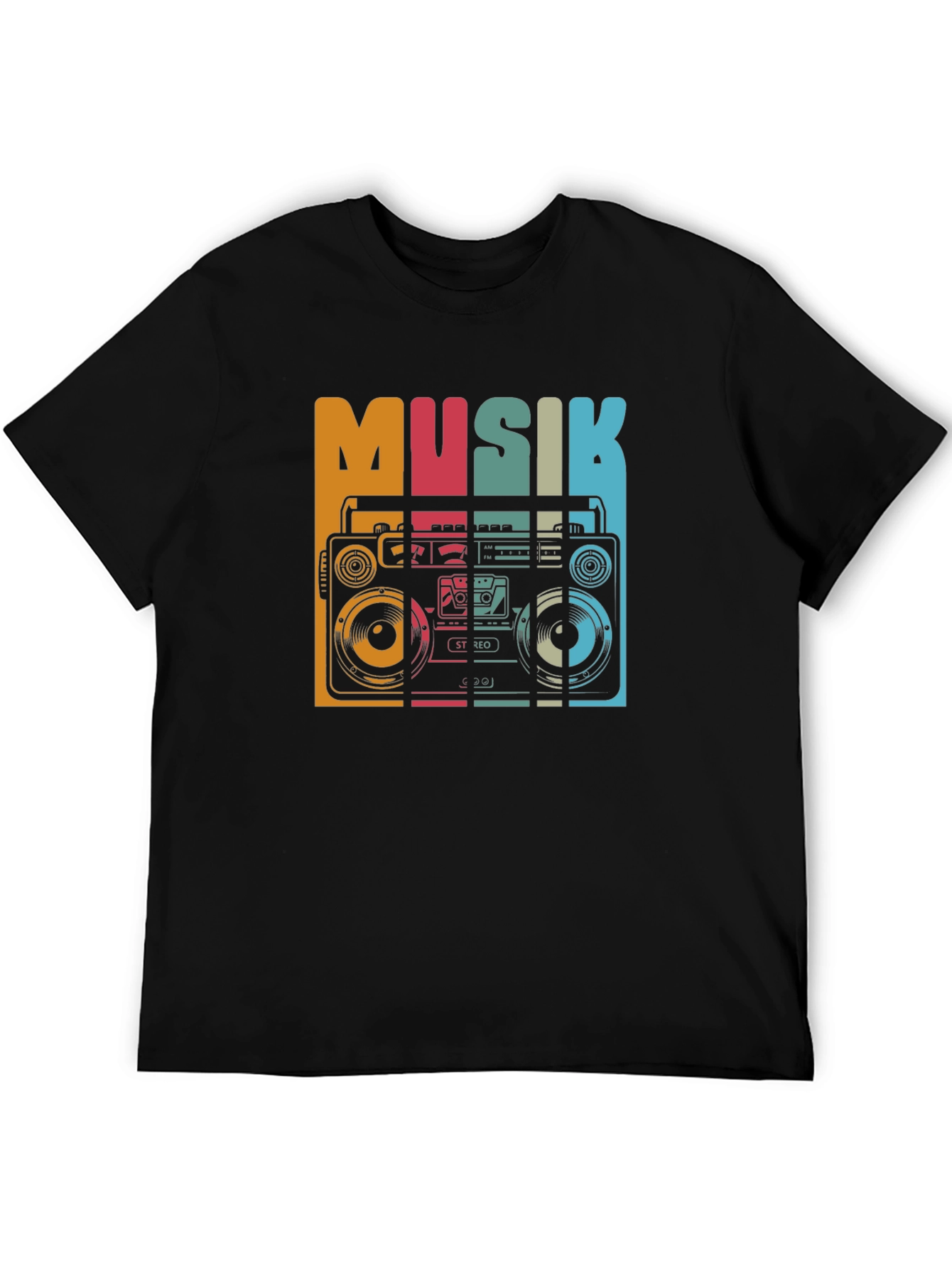 Black Retro Musik Boombox Graphic Tee view 5
