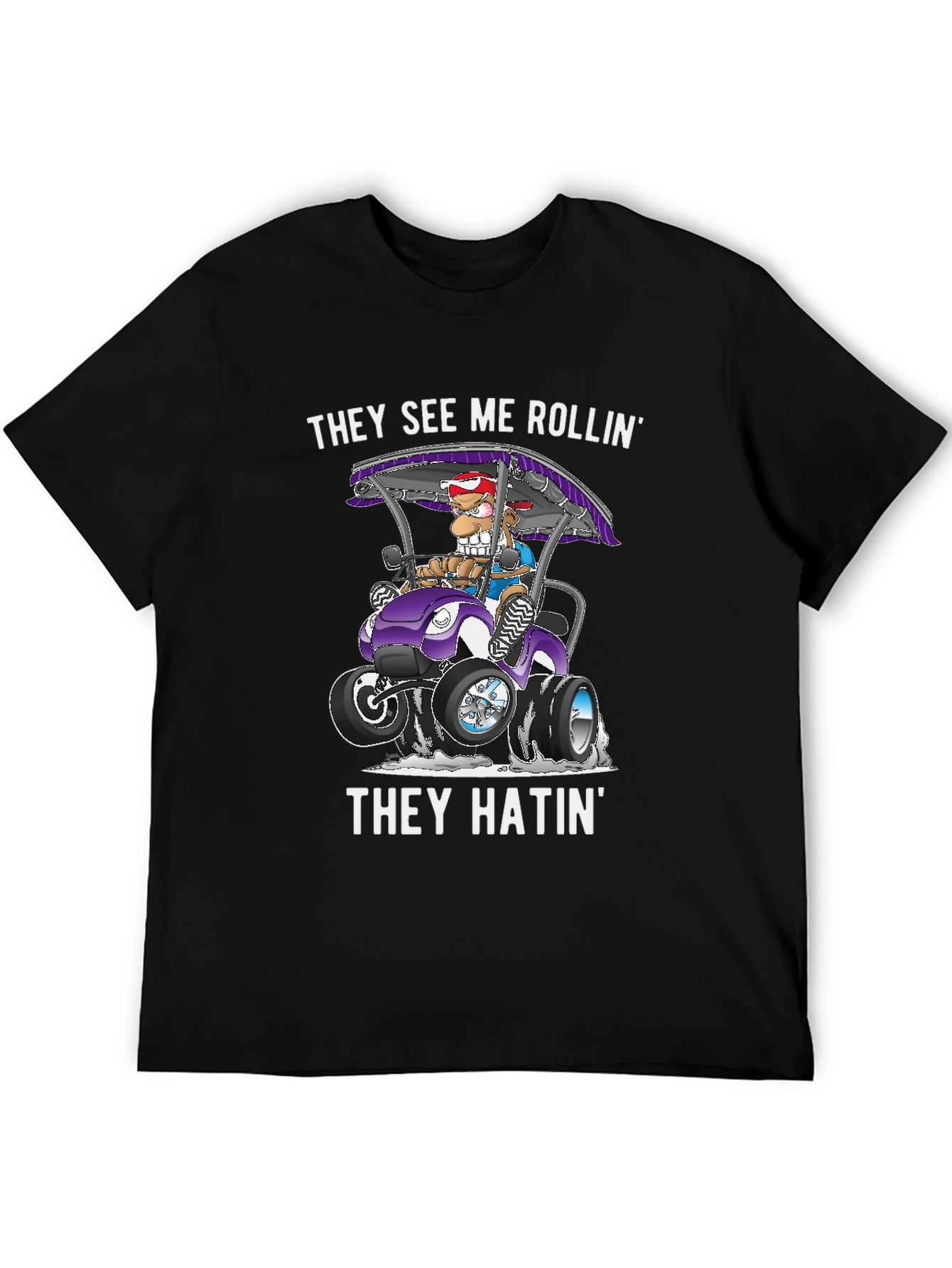 Black They See Me Rollin' T-Shirt view 5