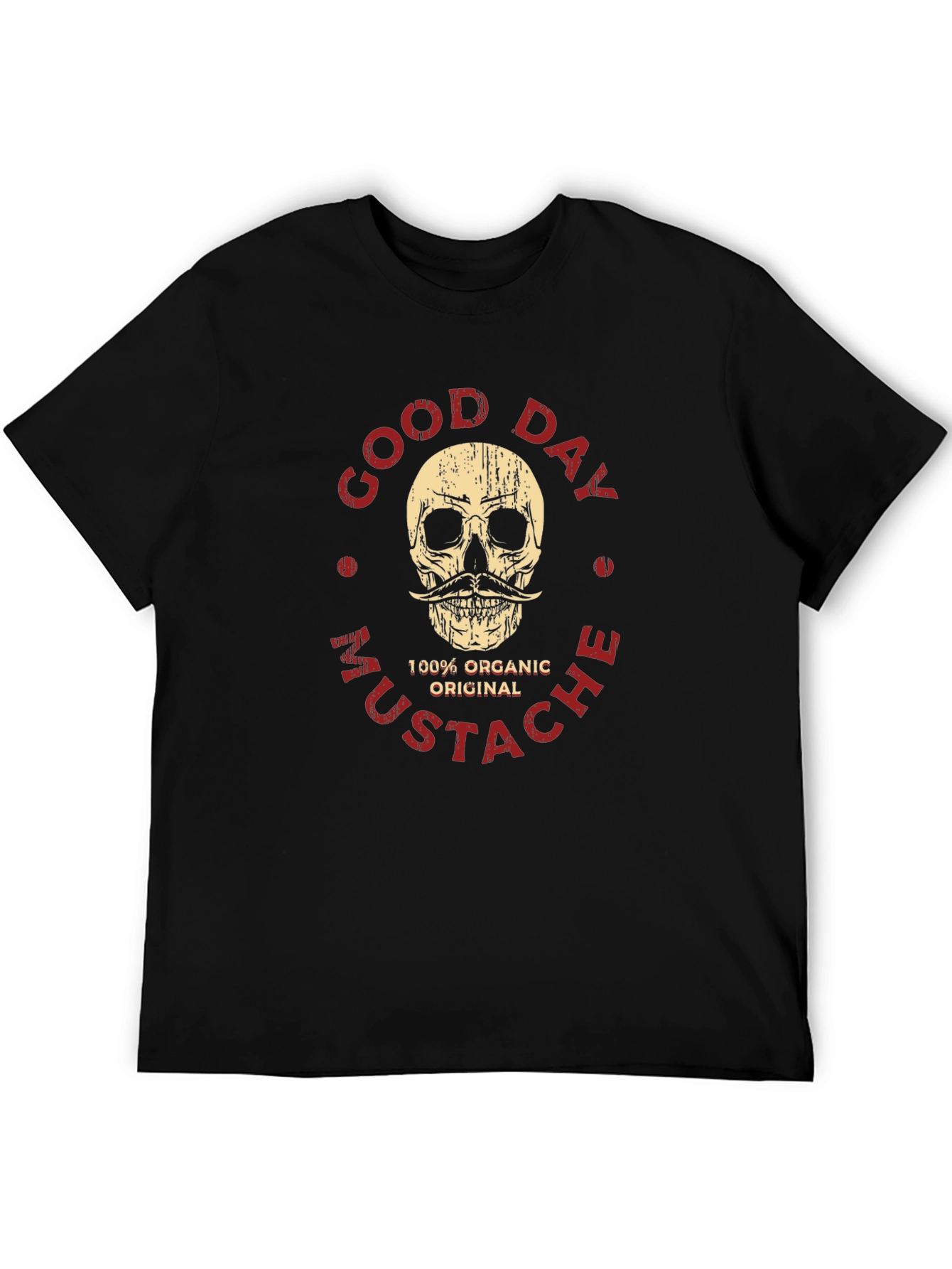 Black Good Day Mustache Skull Graphic T-Shirt - Organic Original view 5