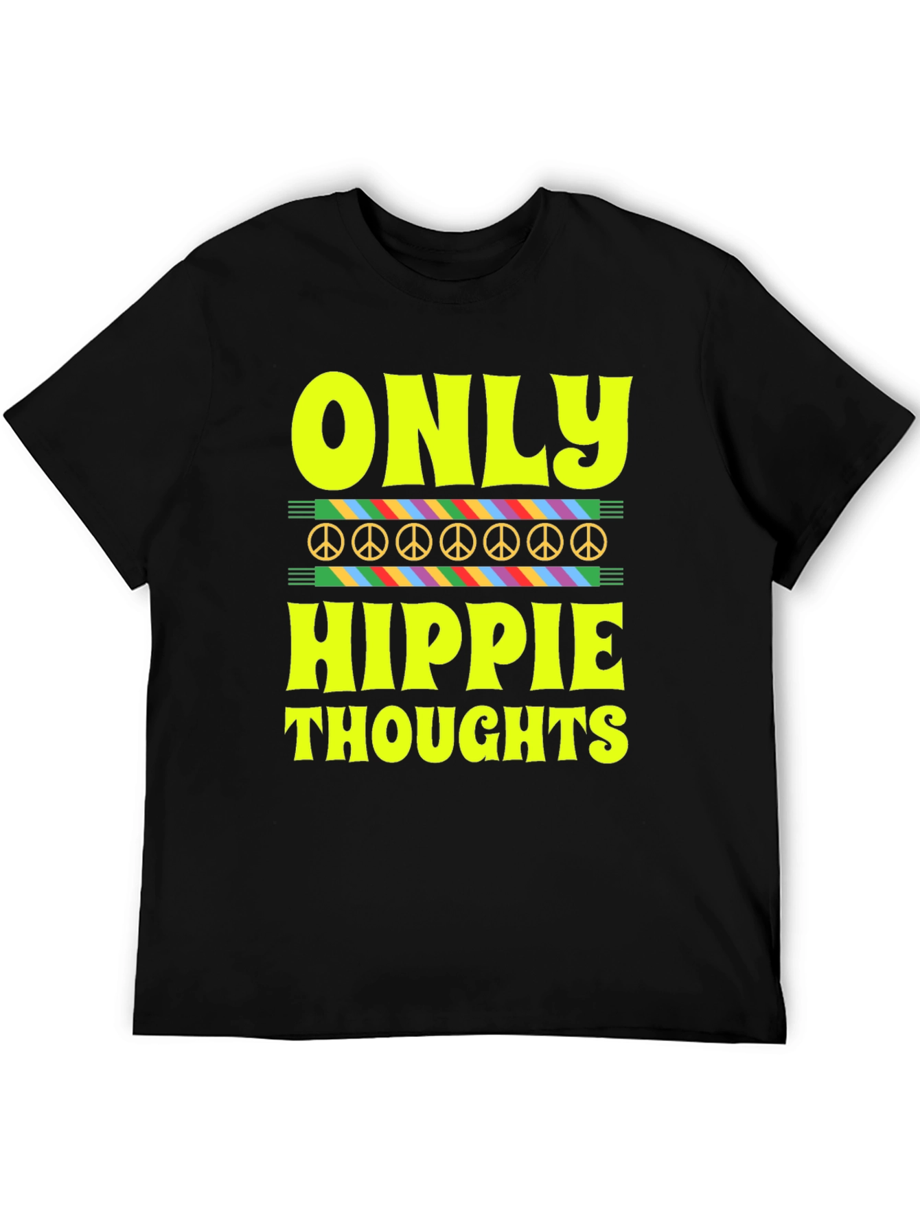 Black Only Hippie Thoughts Graphic T-Shirt view 5