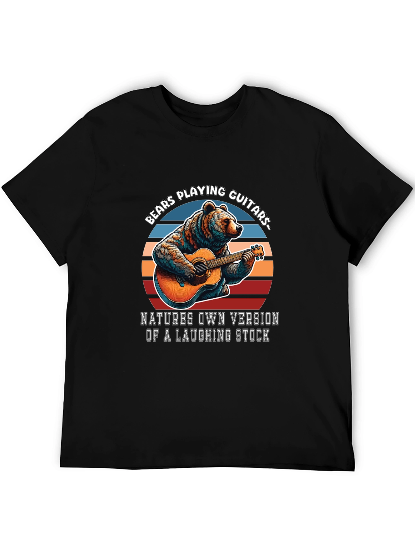 Black Bears Playing Guitars Graphic T-Shirt view 5