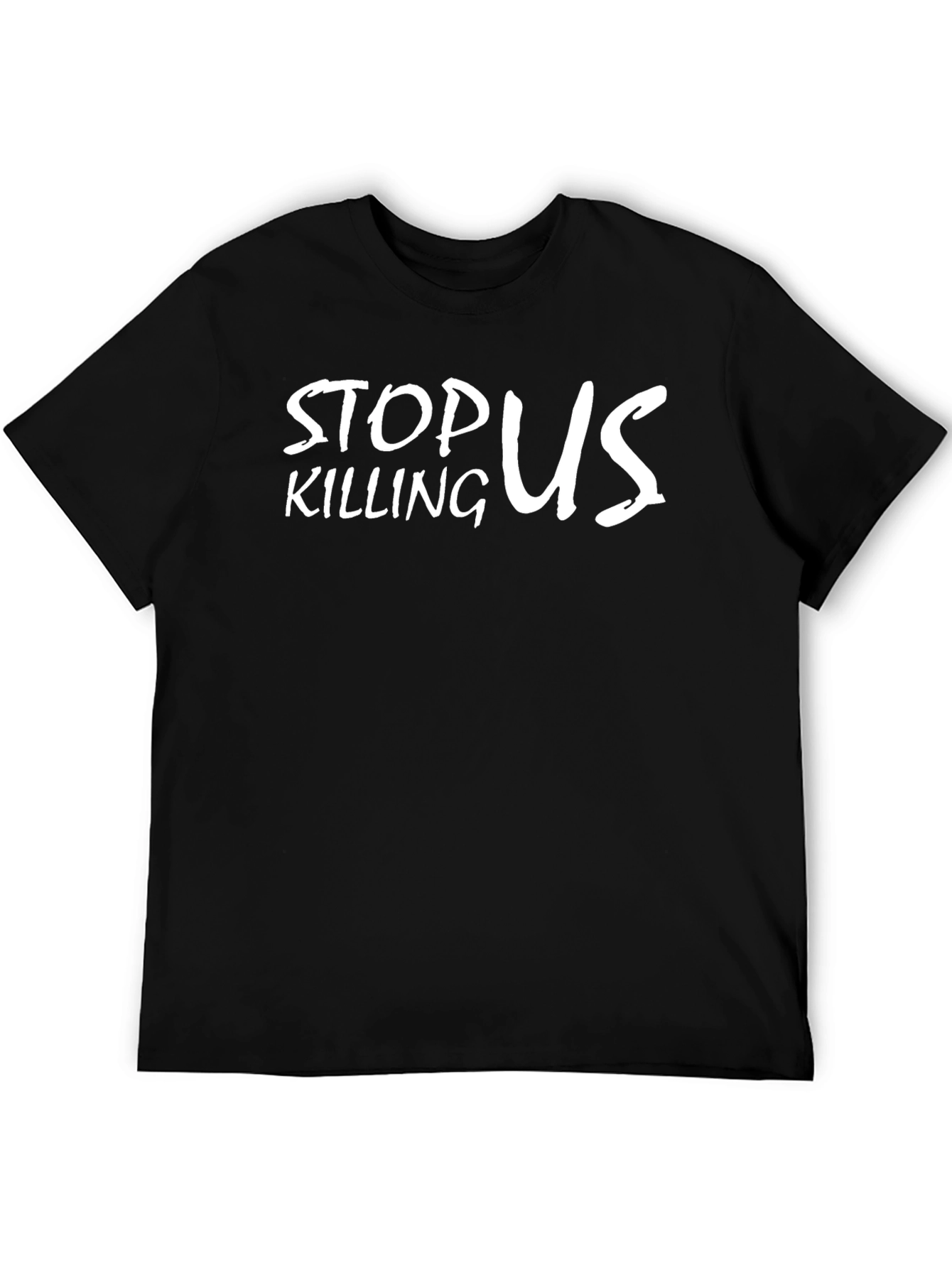 Black Stop Killing Us Graphic Tee - Black Cotton view 5