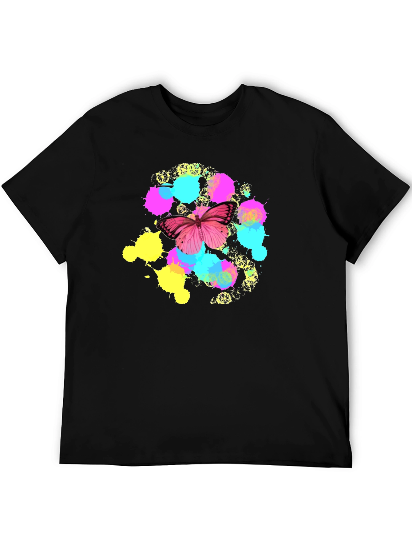 Black Butterfly Splatter T-Shirt - Vibrant Graphic Tee view 5