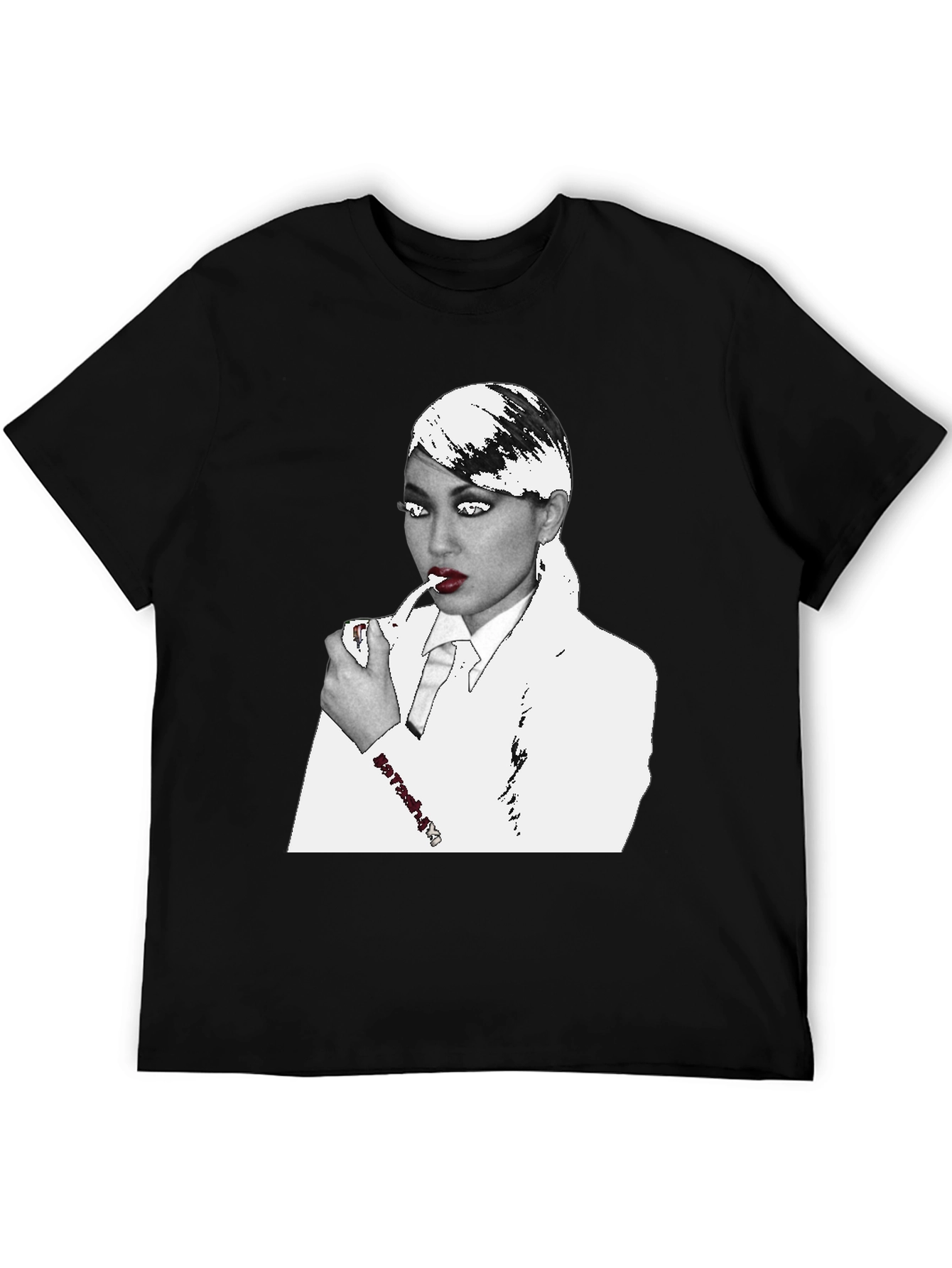 Black Edgy Woman in Suit Black T-Shirt view 5