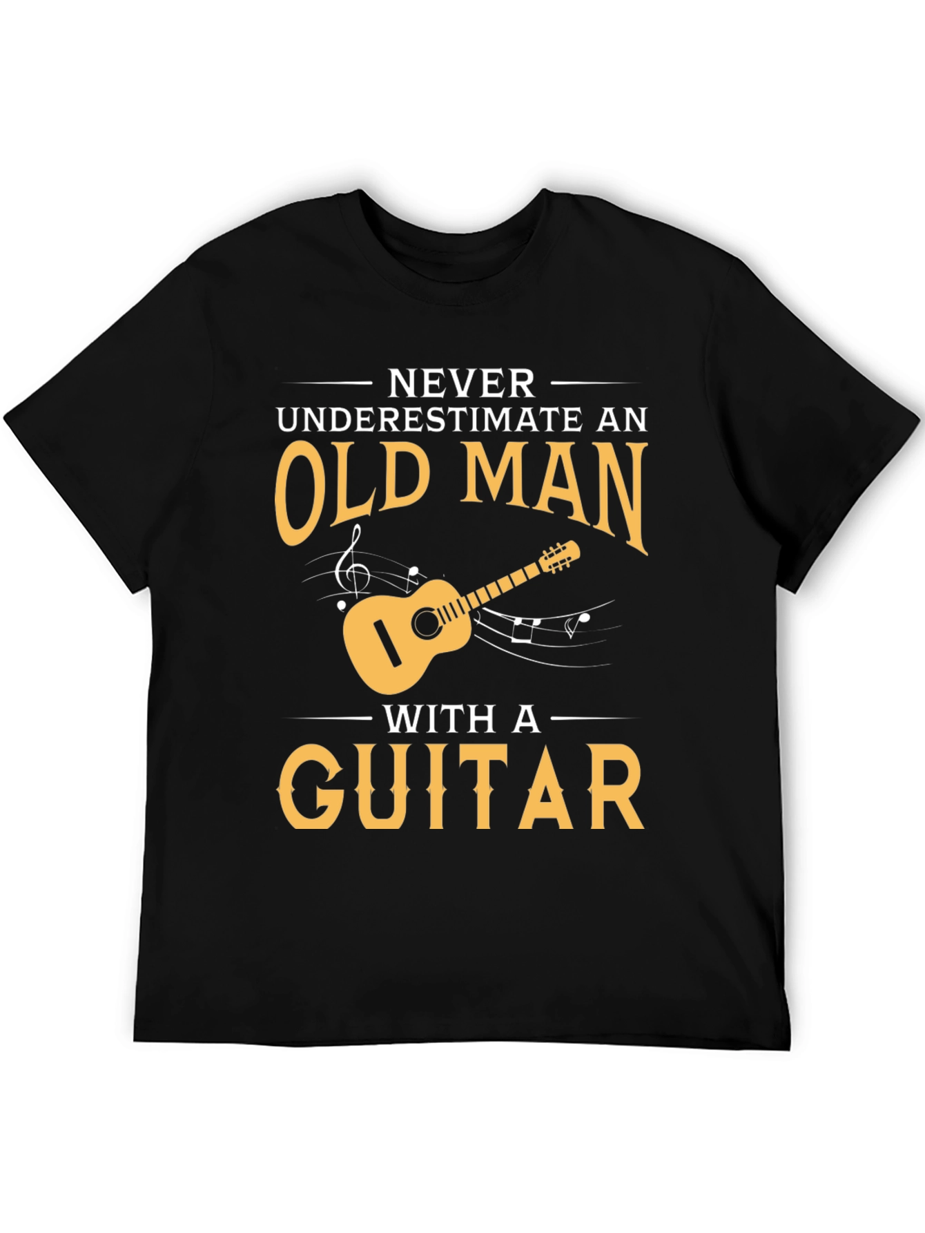 Black Old Man Guitar Player Black T-Shirt view 5