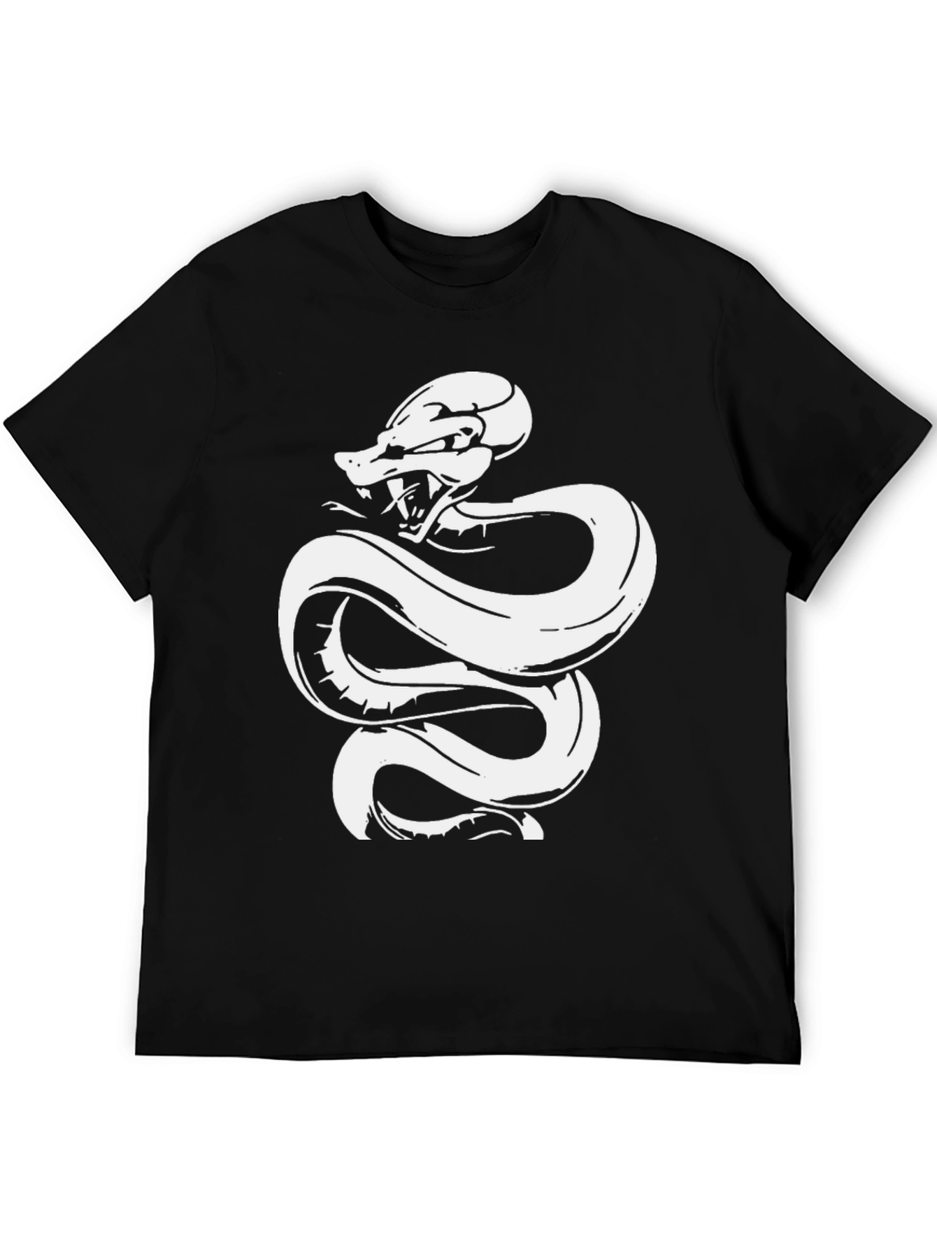 Black Black Tee with White Snake Graphic view 5