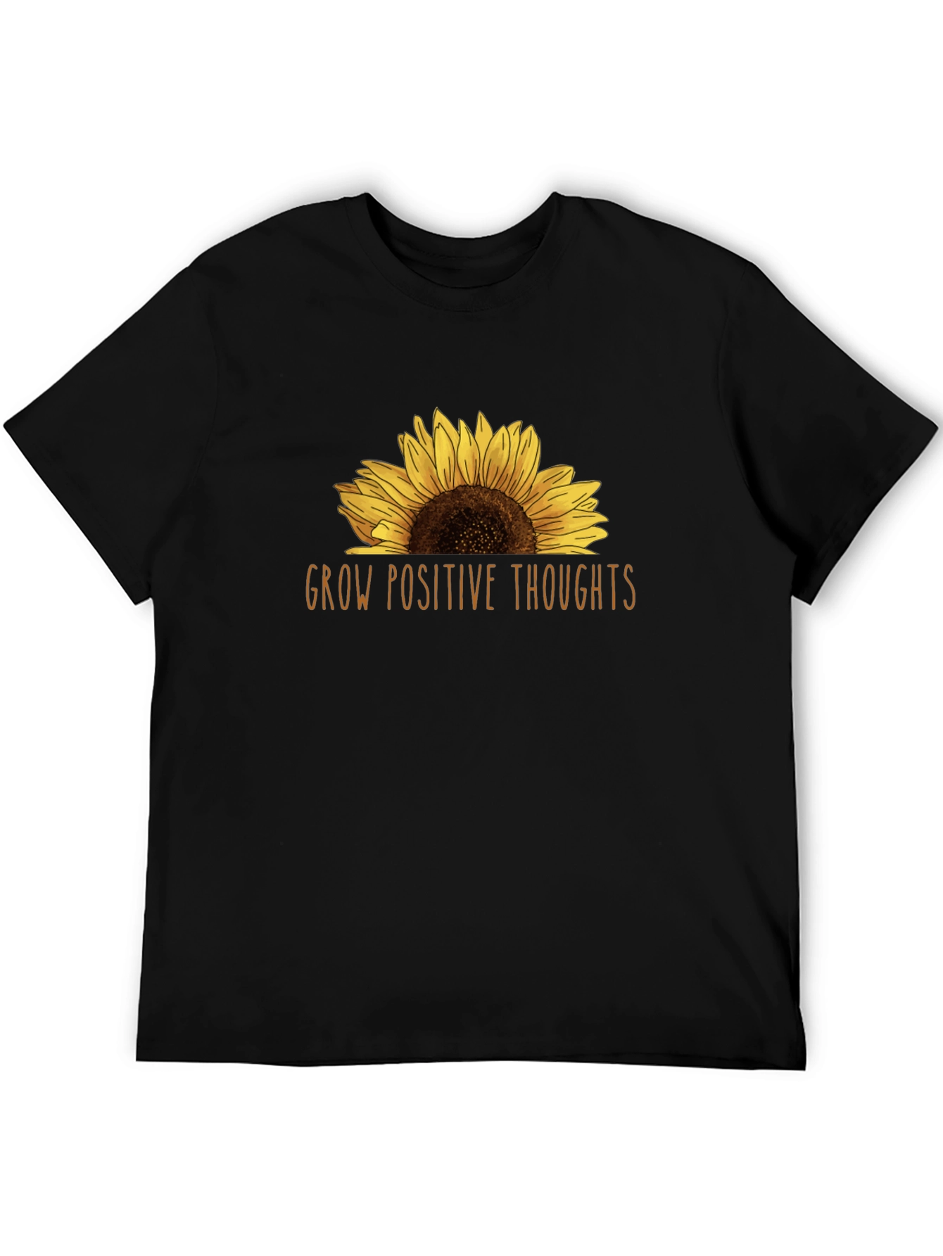 Black Grow Positive Thoughts Sunflower Graphic Tee view 5
