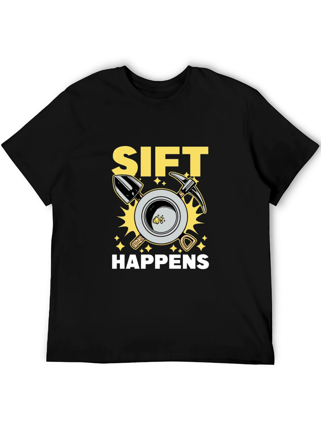 Black Sift Happens Graphic T-Shirt - Gold Mining Humor view 5