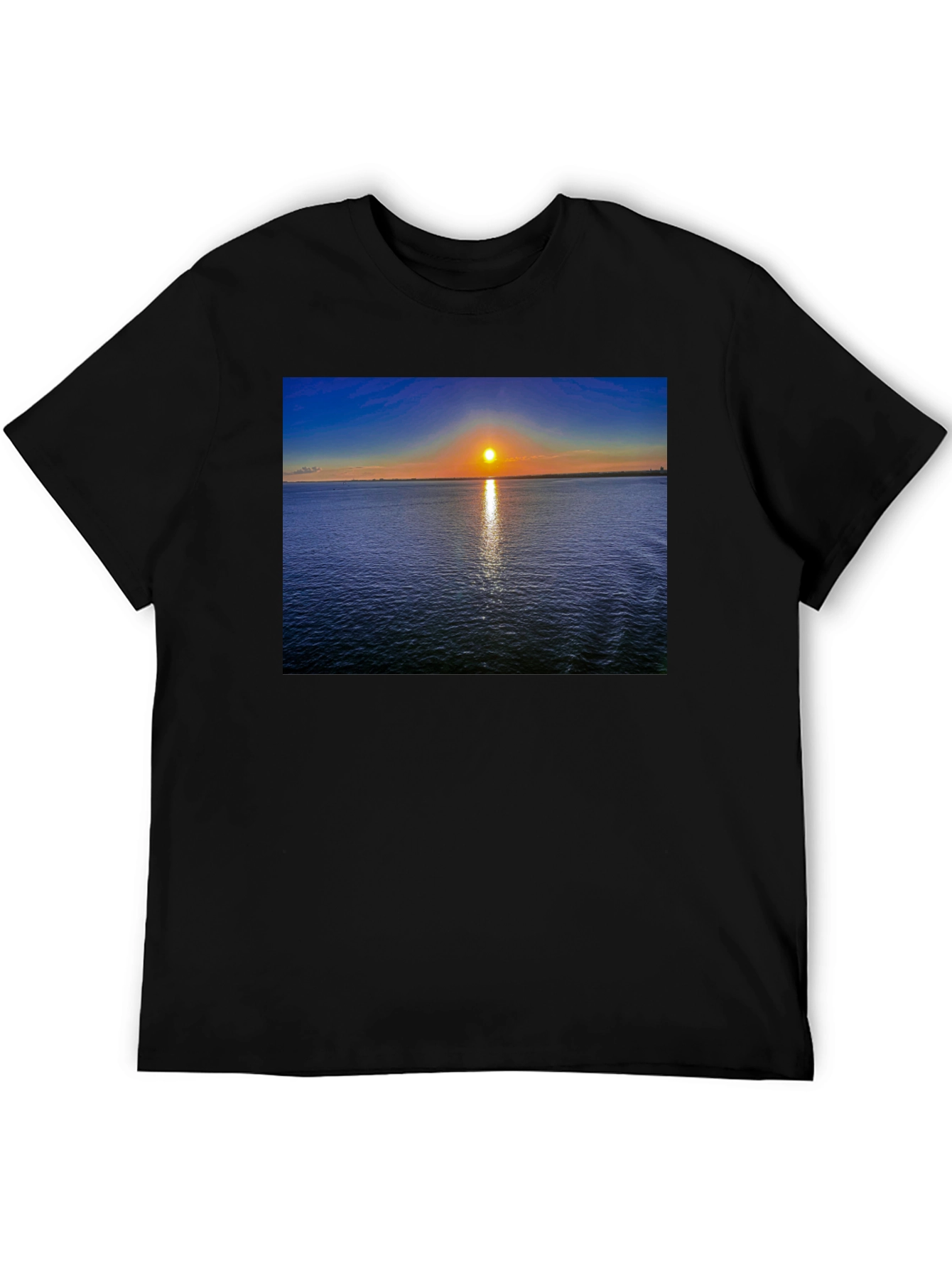 Black Sunset Over Water Graphic T-Shirt view 5