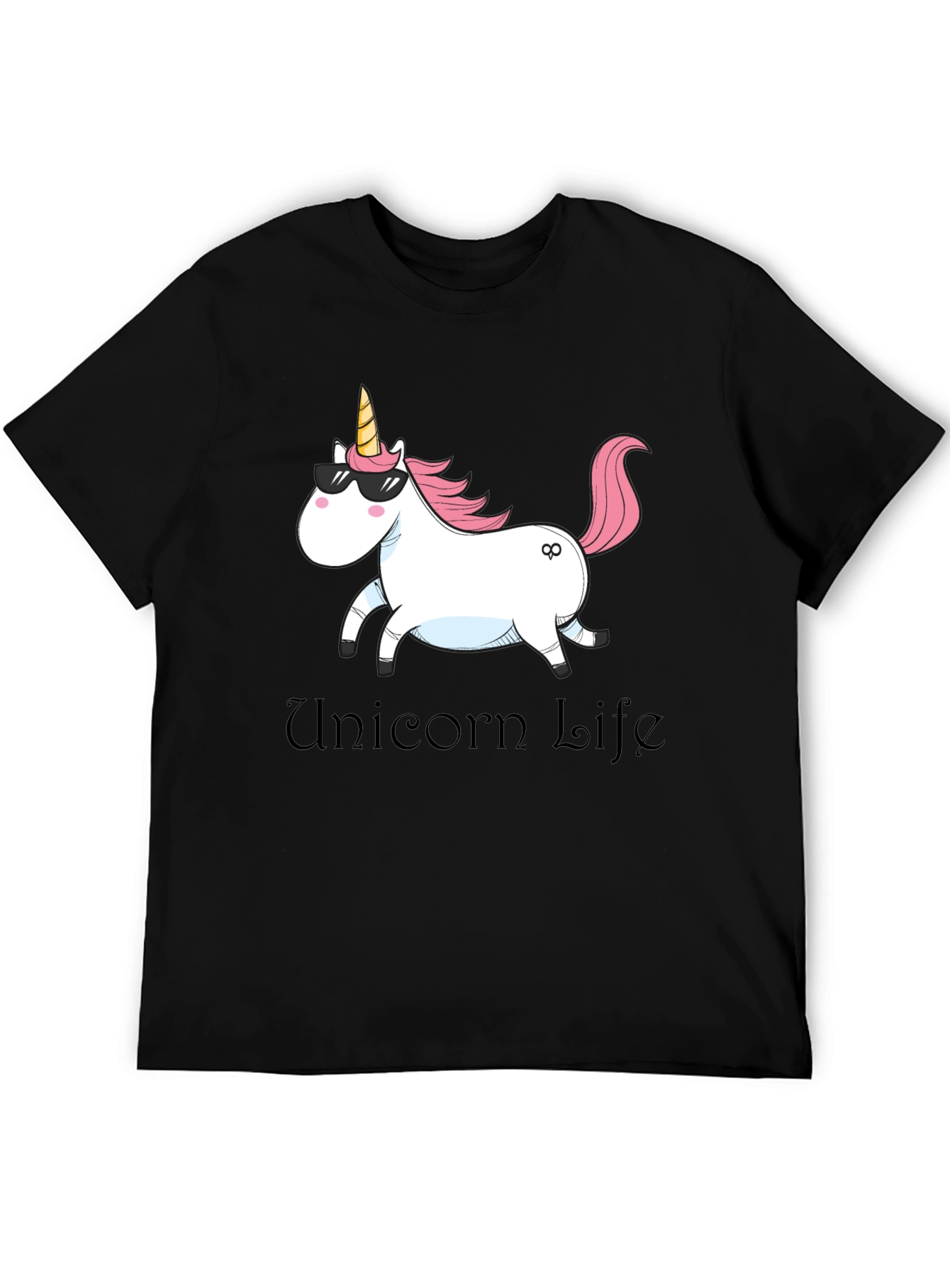 Black Unicorn Life Graphic Tee - Black Cotton Casual Shirt view 5