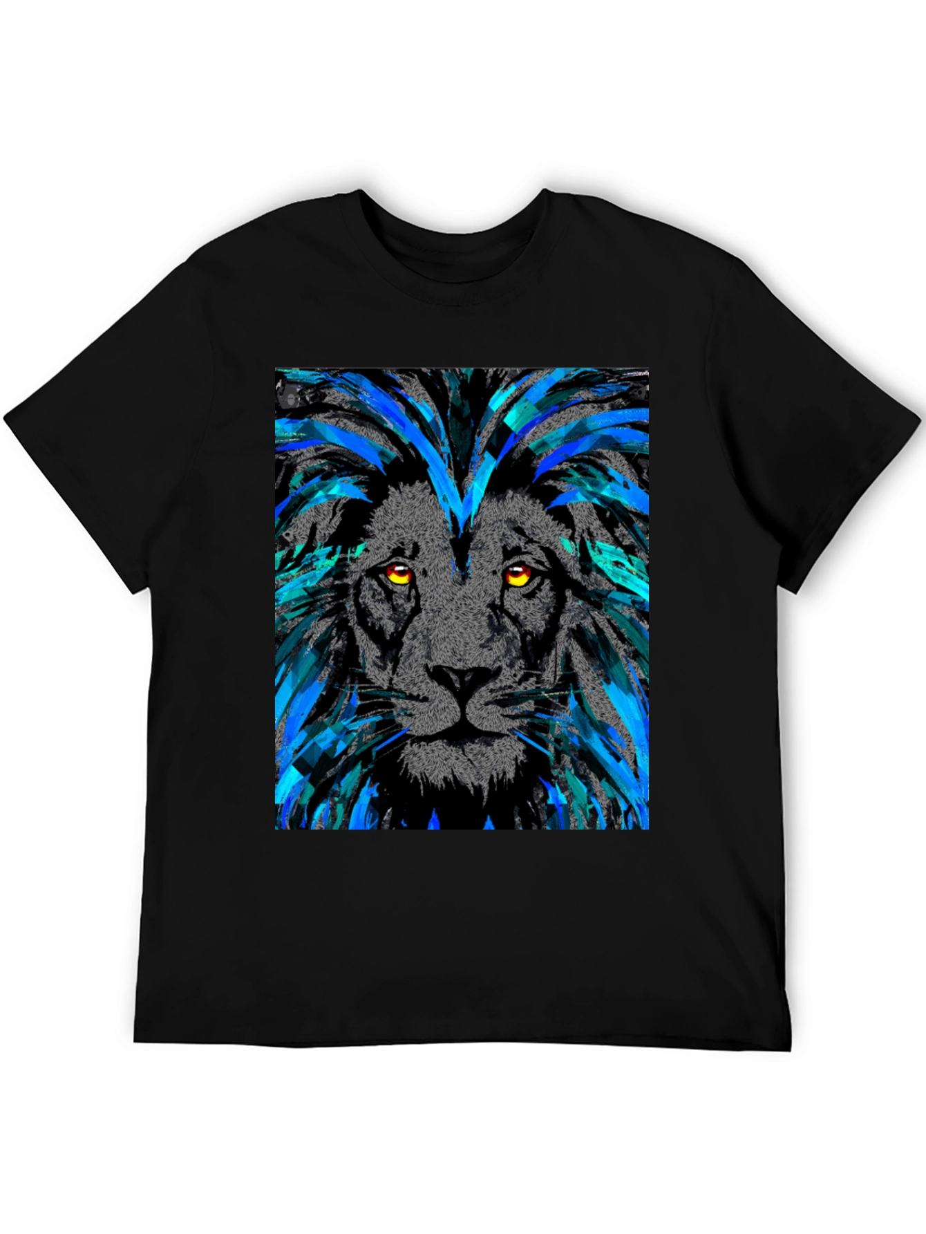 Black Lion Graphic Print Men's Black T-Shirt view 5
