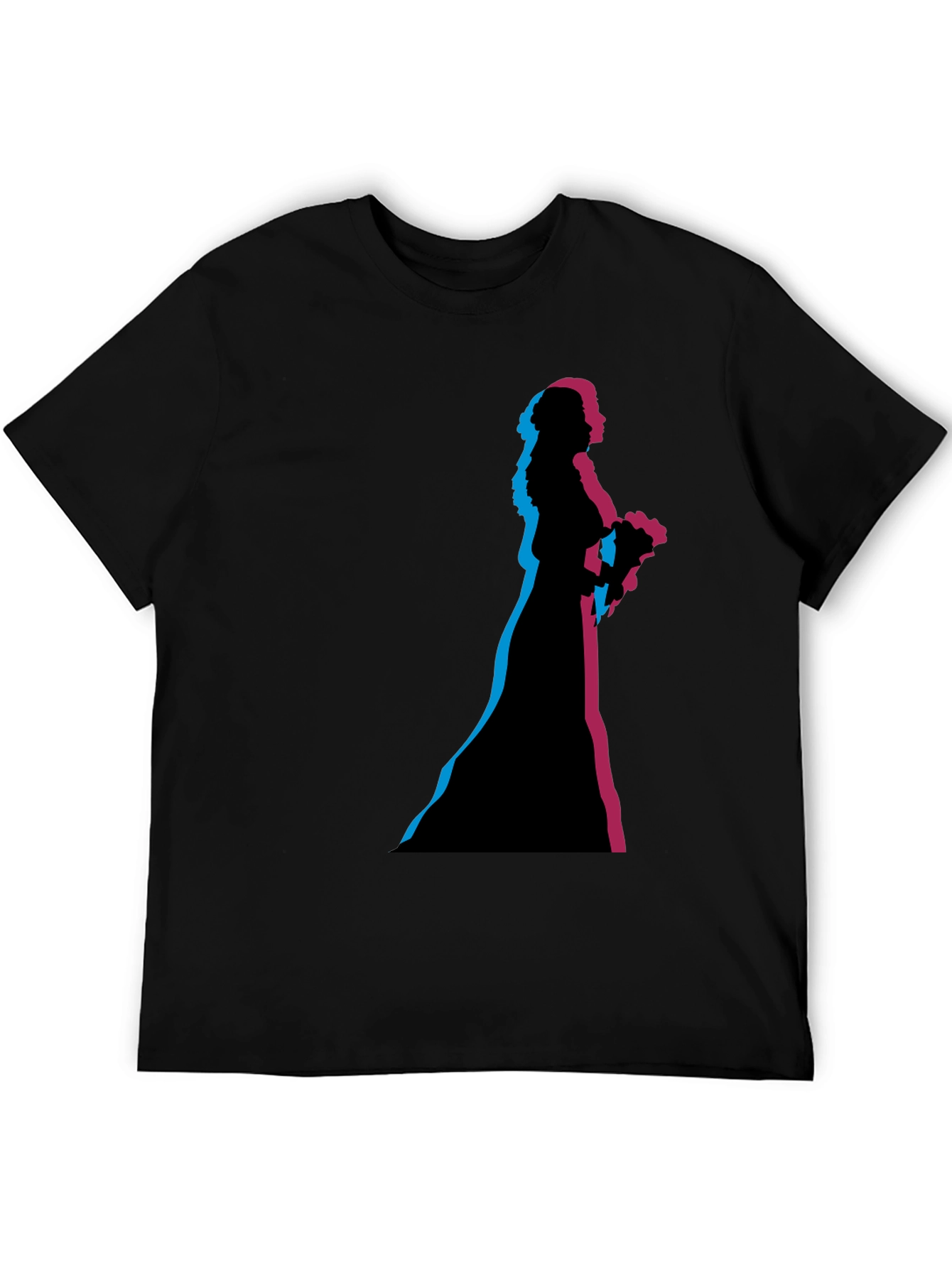 Black Bride Silhouette Graphic Black T-Shirt view 5