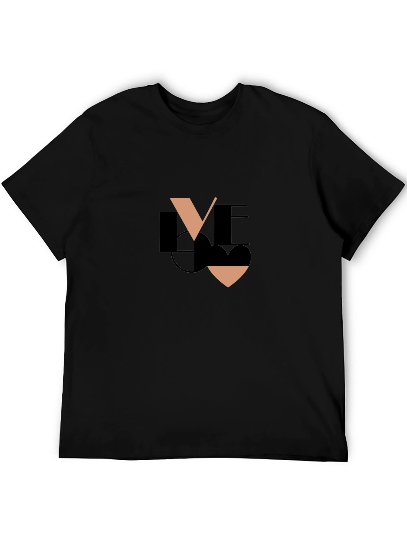 Black Love Design Black T-Shirt view 5