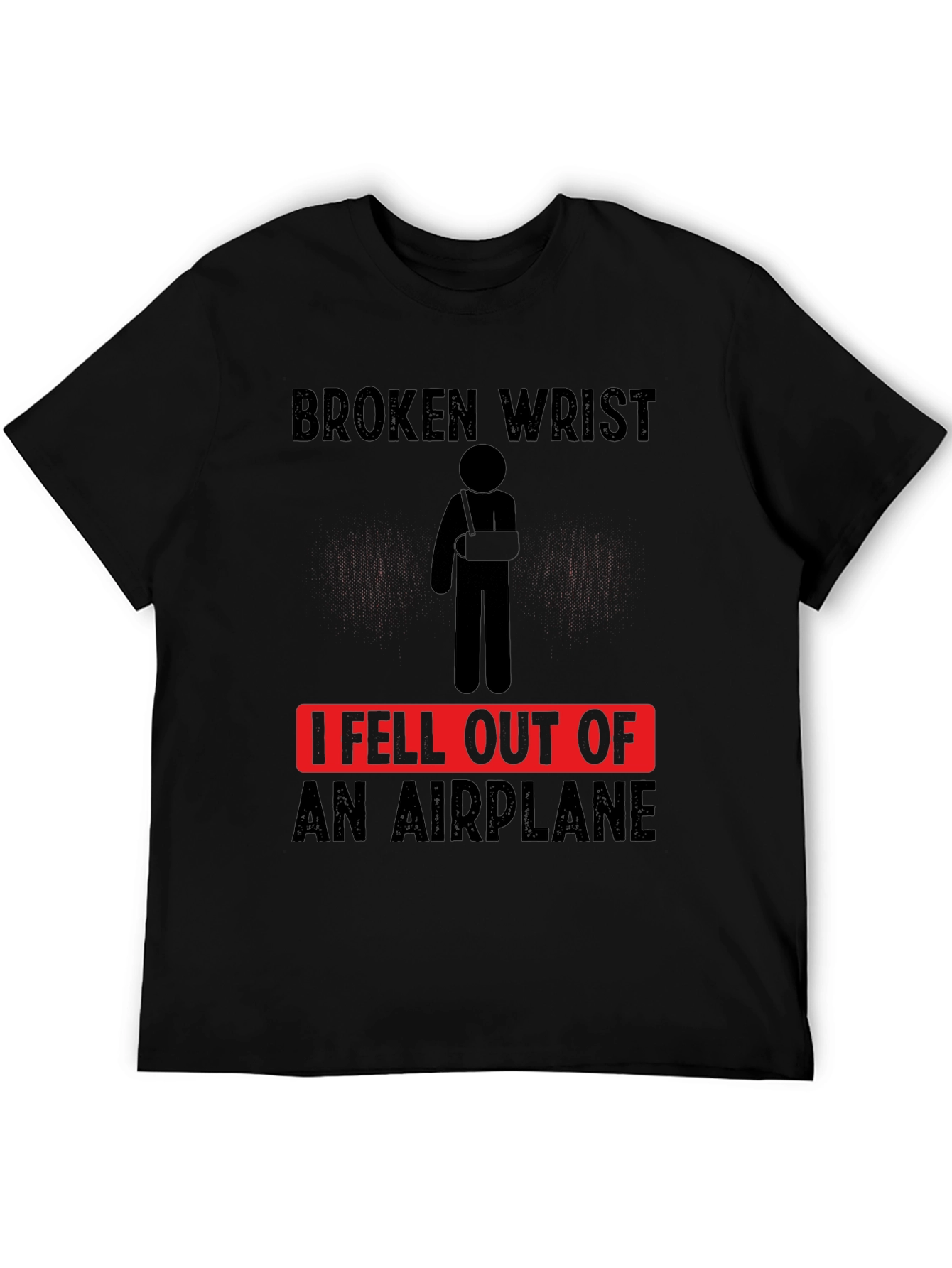 Black Broken Wrist Airplane T-Shirt Funny Injury Tee view 5