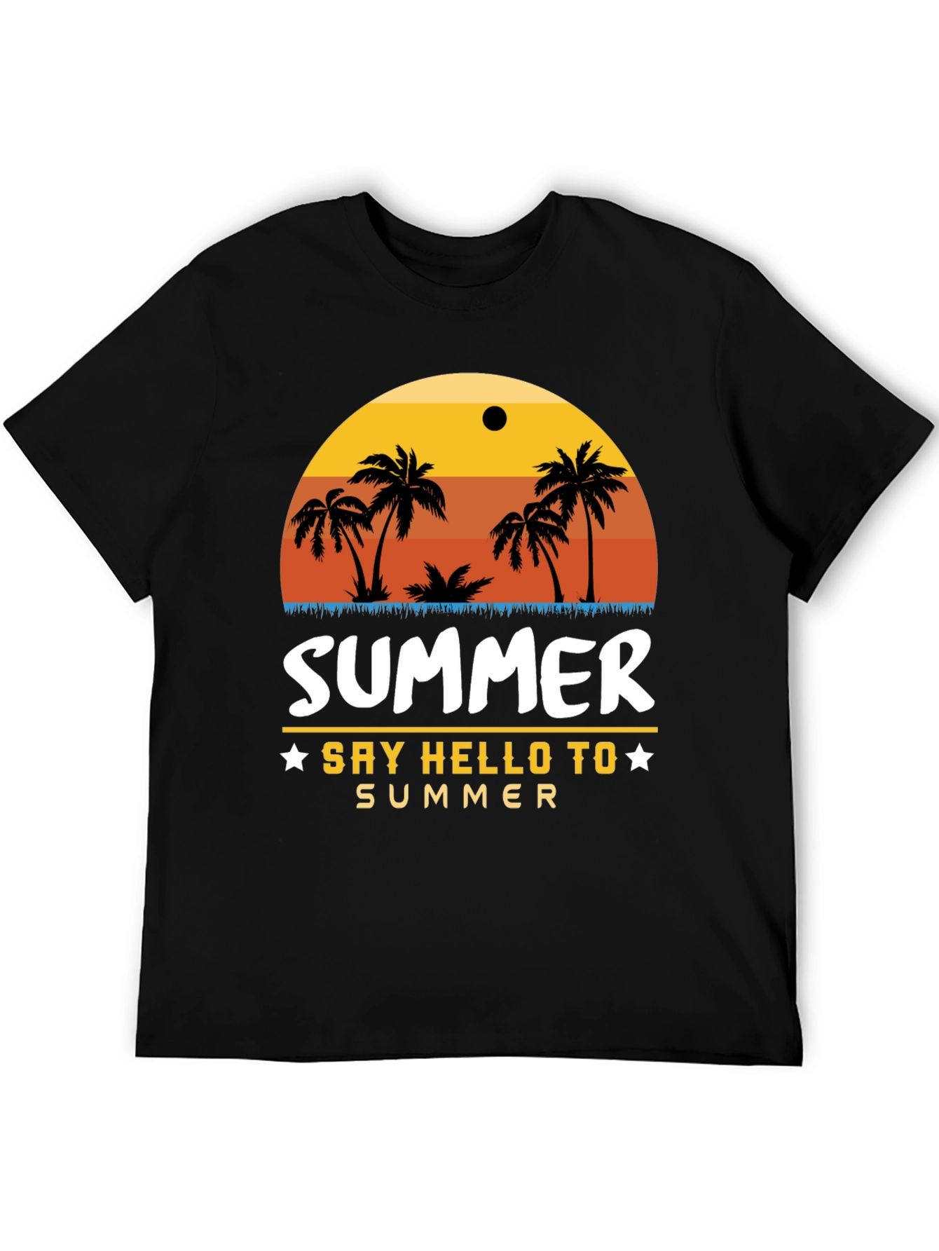 Black Summer Palm Tree Graphic T-Shirt view 5