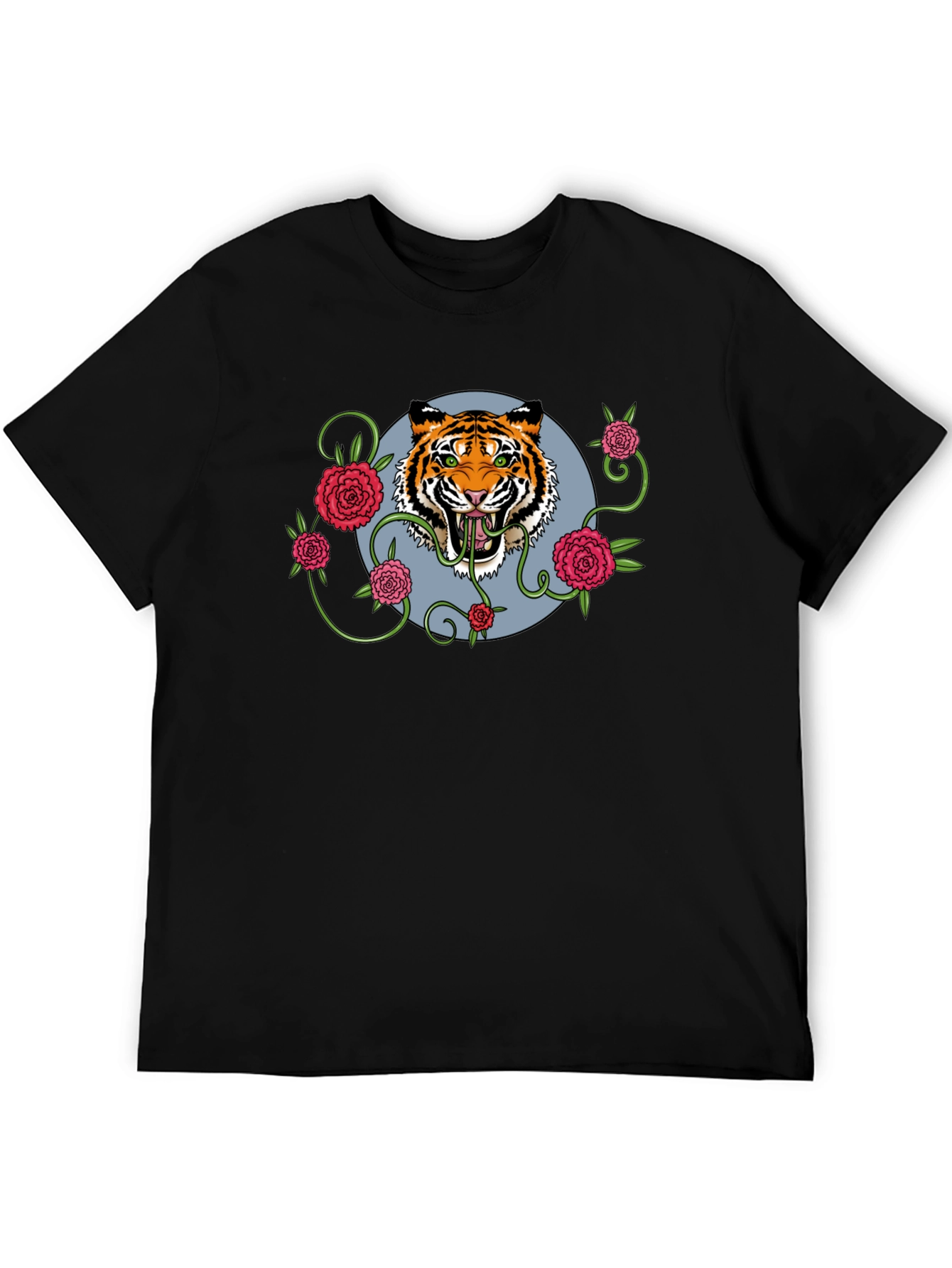 Black Tiger Rose T-Shirt - Men's Black Graphic Tee view 5