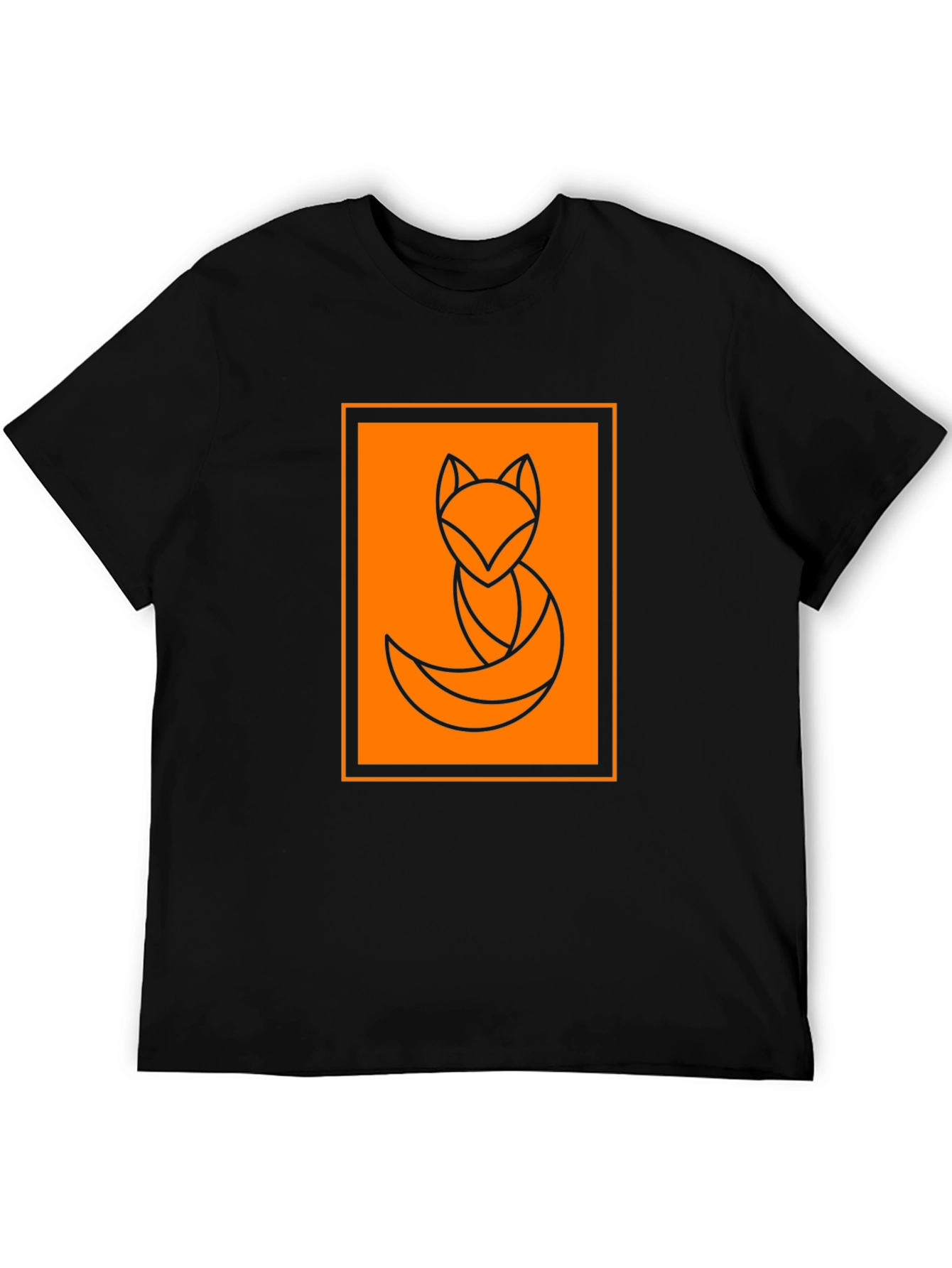 Black Geometric Fox Graphic Tee - Stylish Black T-Shirt view 5