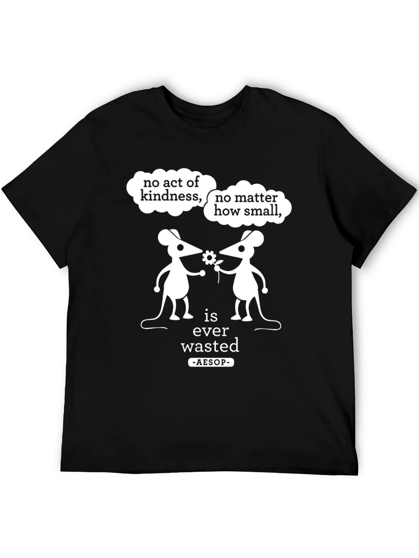 Black Kindness T-Shirt: Aesop Quote, Mouse Graphic, Unisex view 5