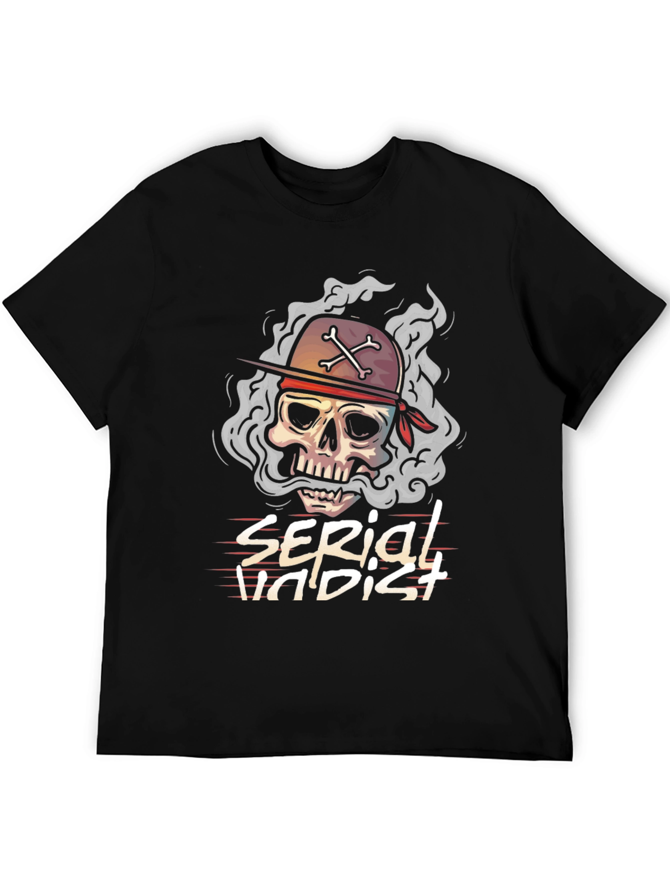 Black Serial Undist T-Shirt: Skull & Crossbones Design view 5