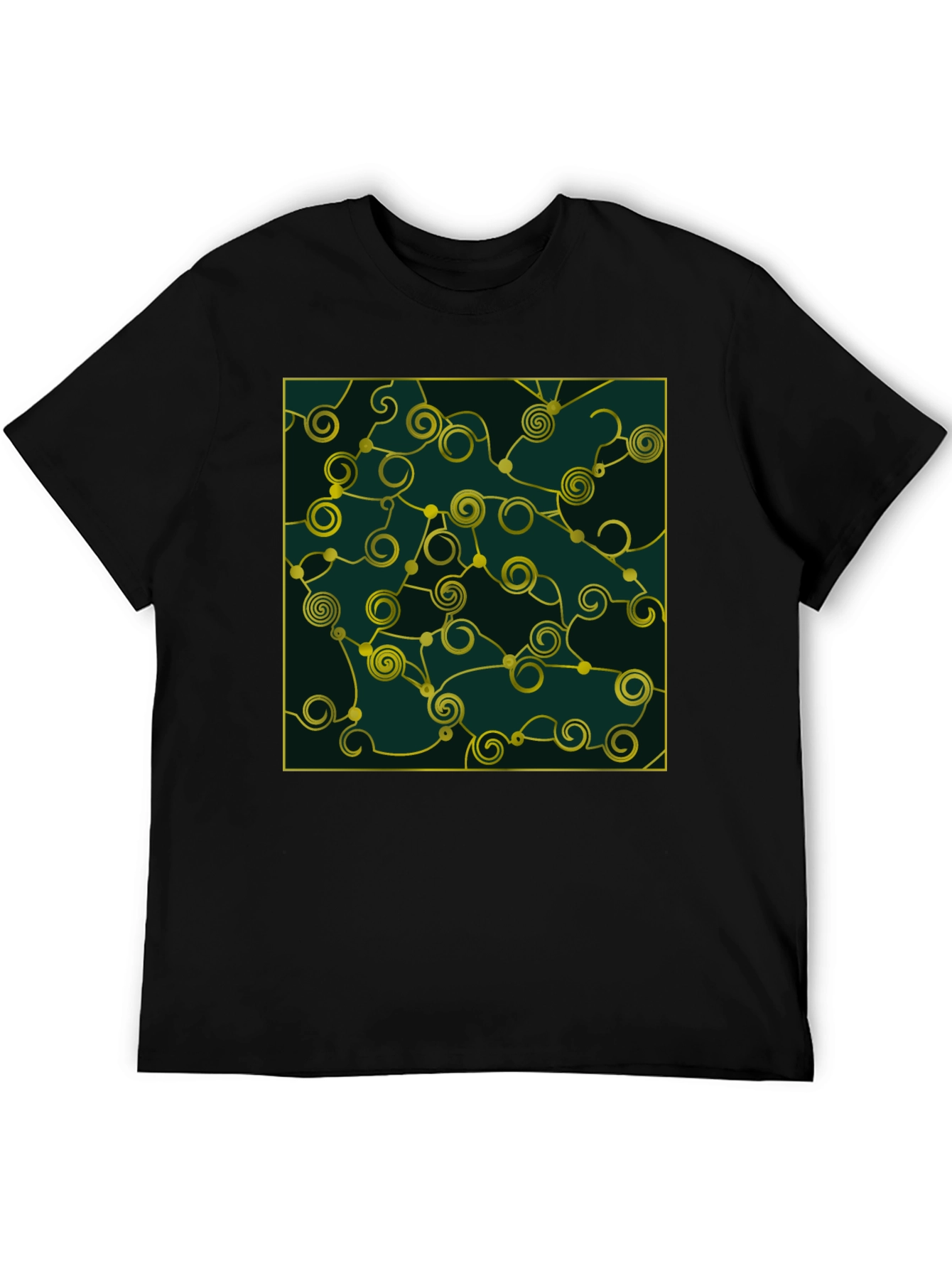 Black Abstract Swirl Graphic Black T-Shirt view 5