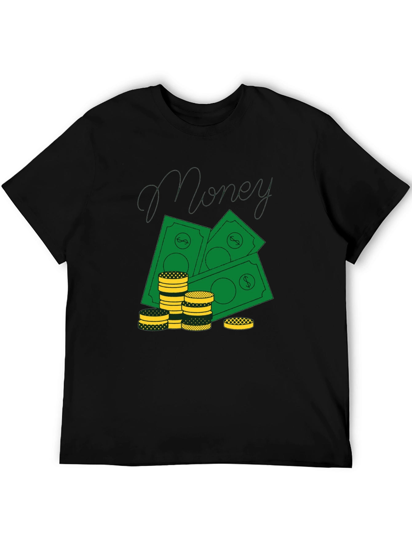 Black Money Graphic Print Black T-Shirt view 5