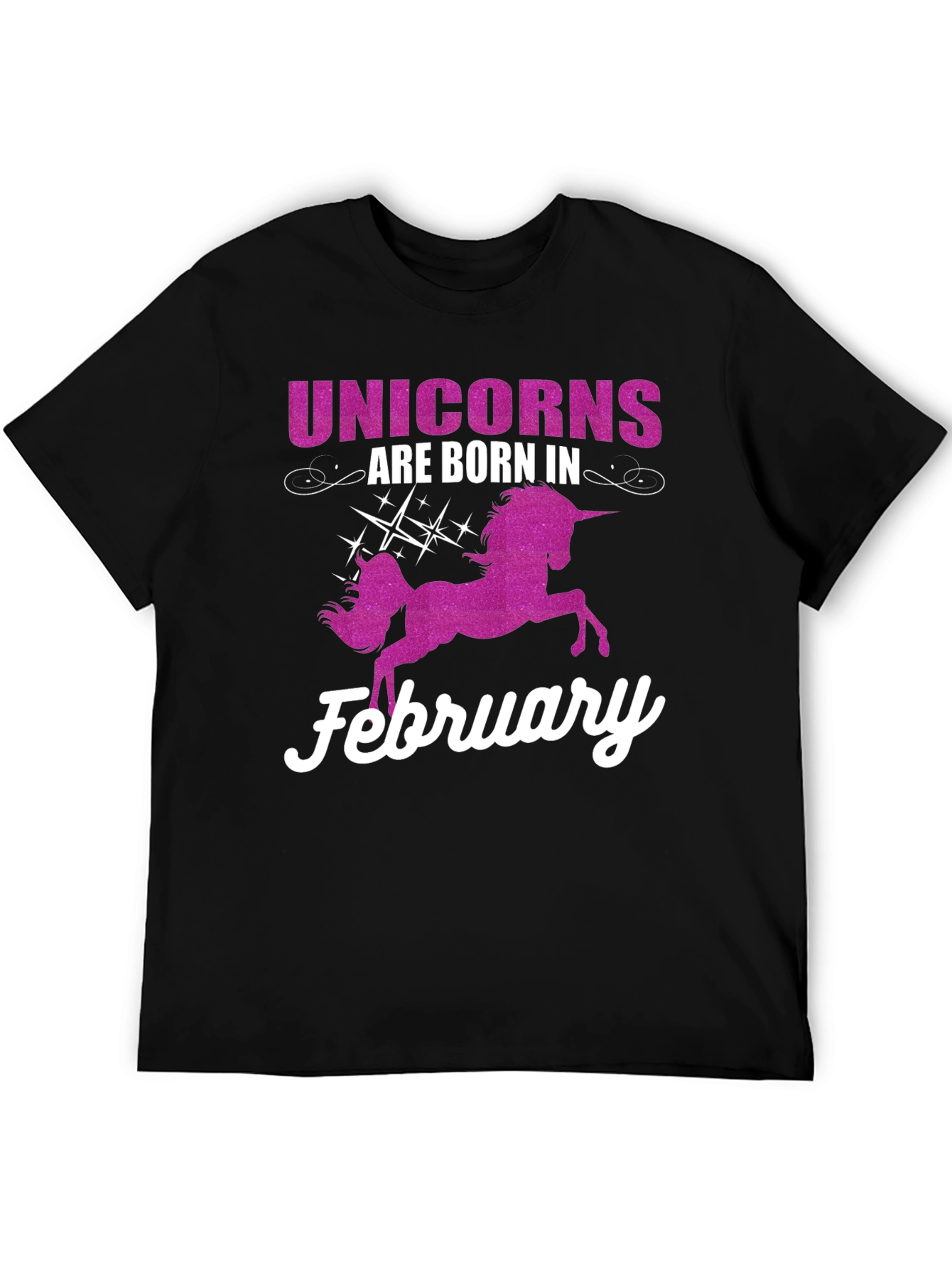 Black Unicorns Born in February T-Shirt view 5