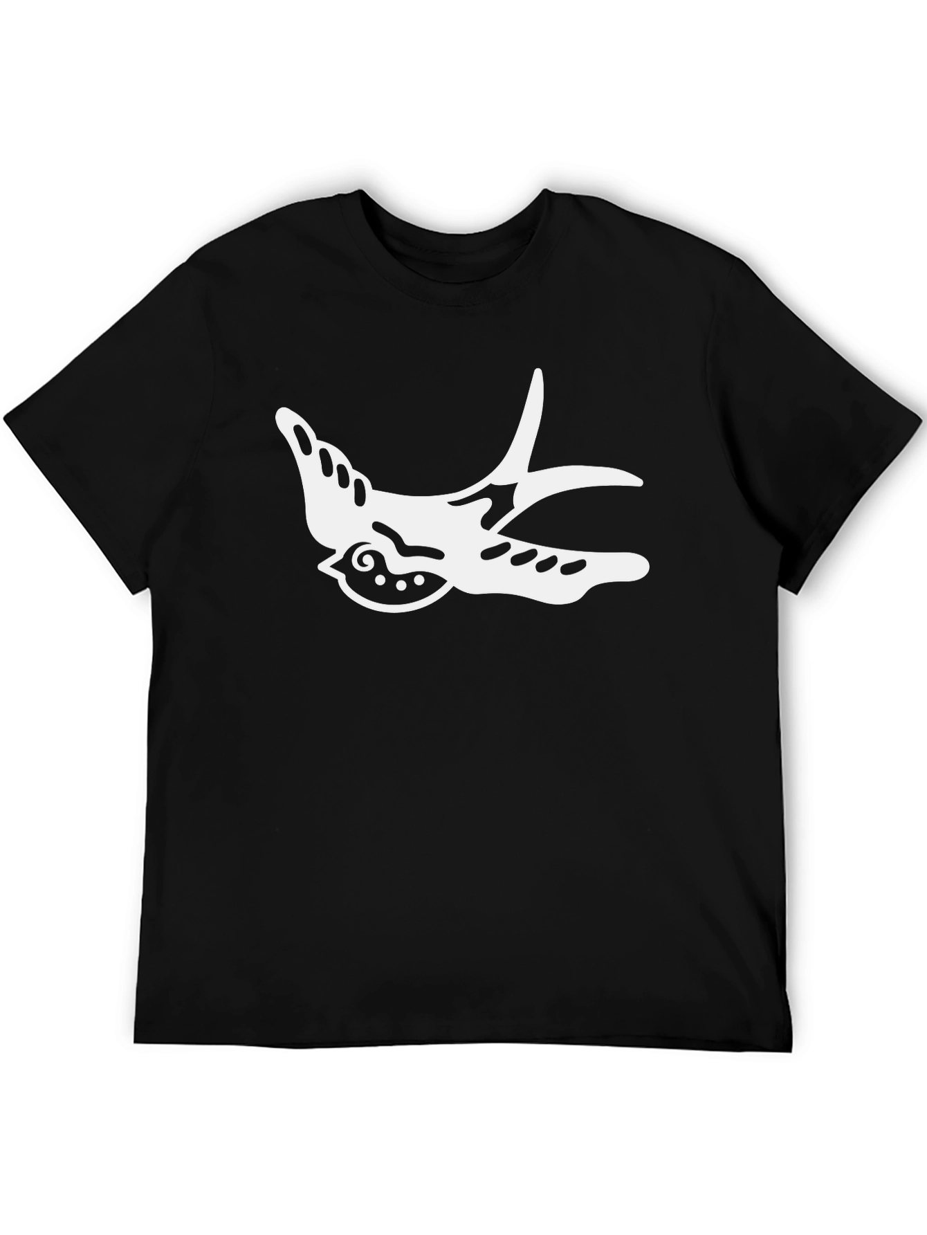 Black Stylish Black T-Shirt with Swallow Graphic view 5