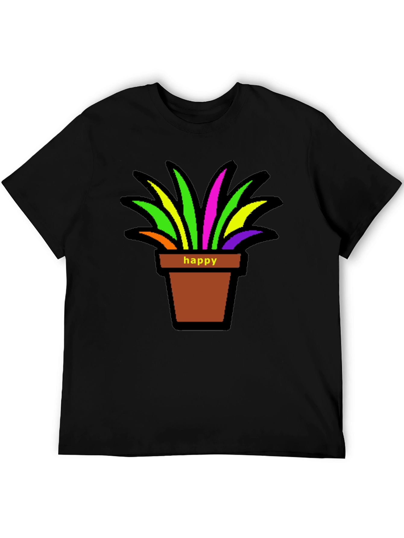 Black Happy Potted Plant Graphic T-Shirt view 5
