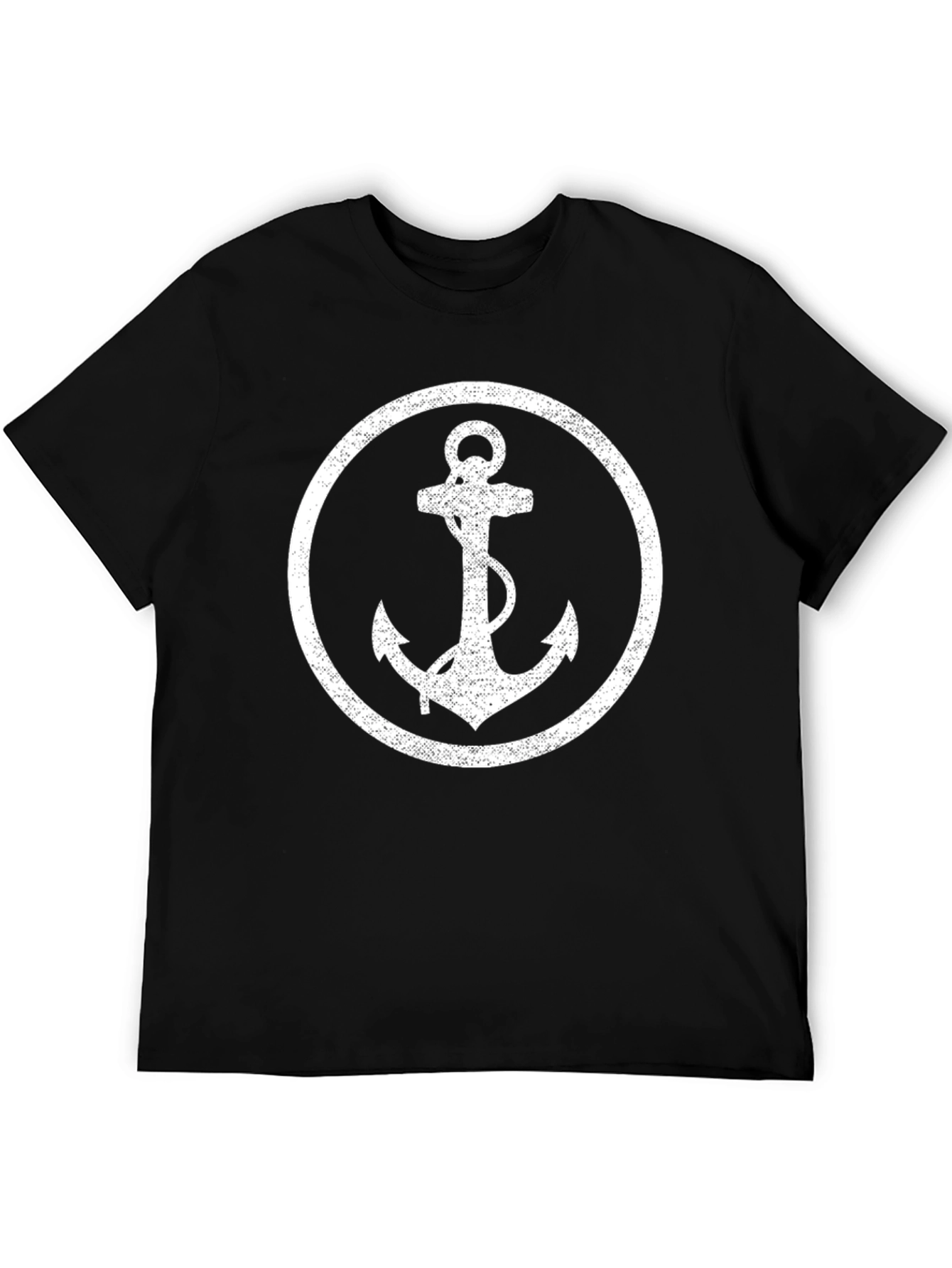 Black Anchor Graphic Tee - Black Cotton Casual Wear view 5