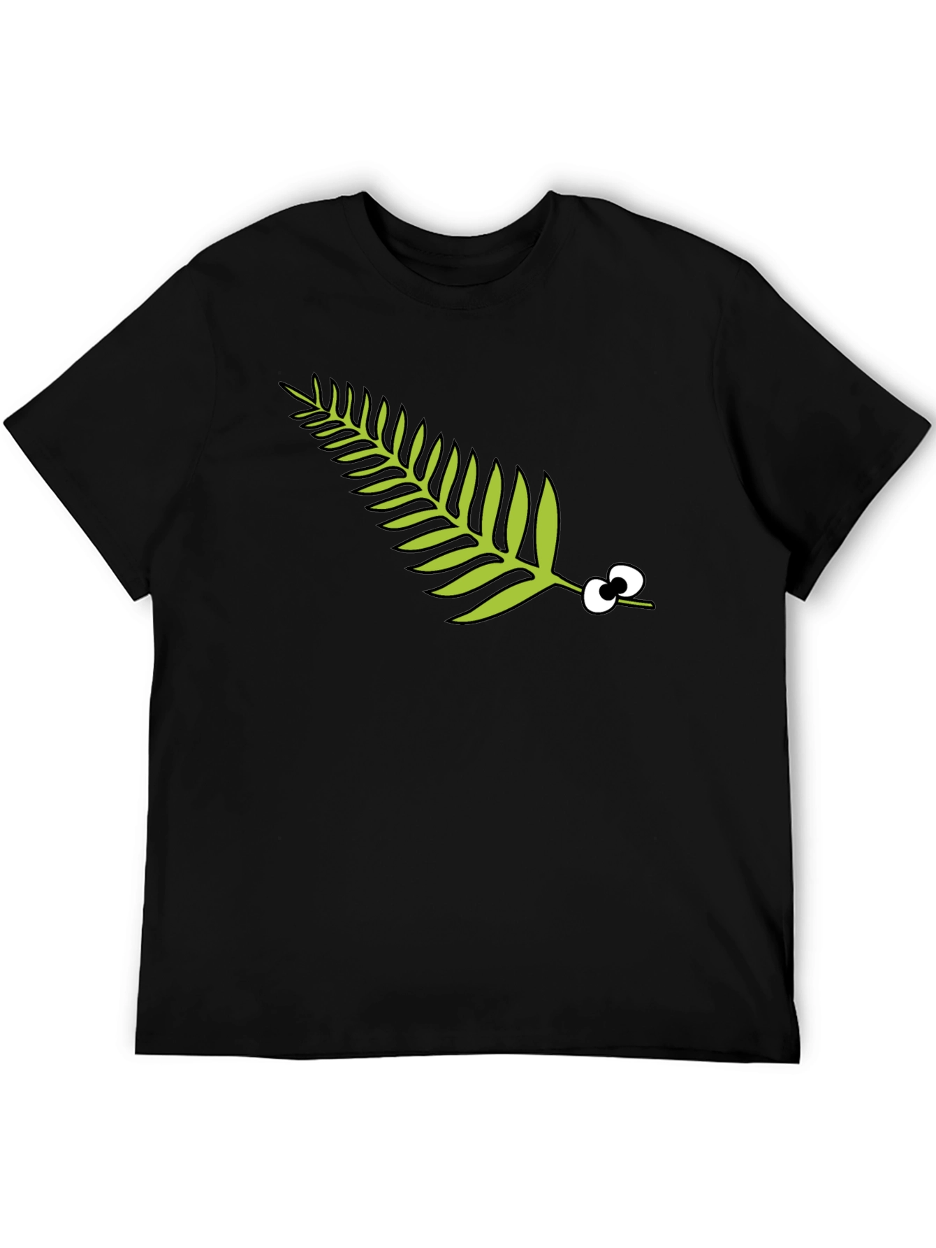Black Funny Fern with Eyes Black T-Shirt view 5