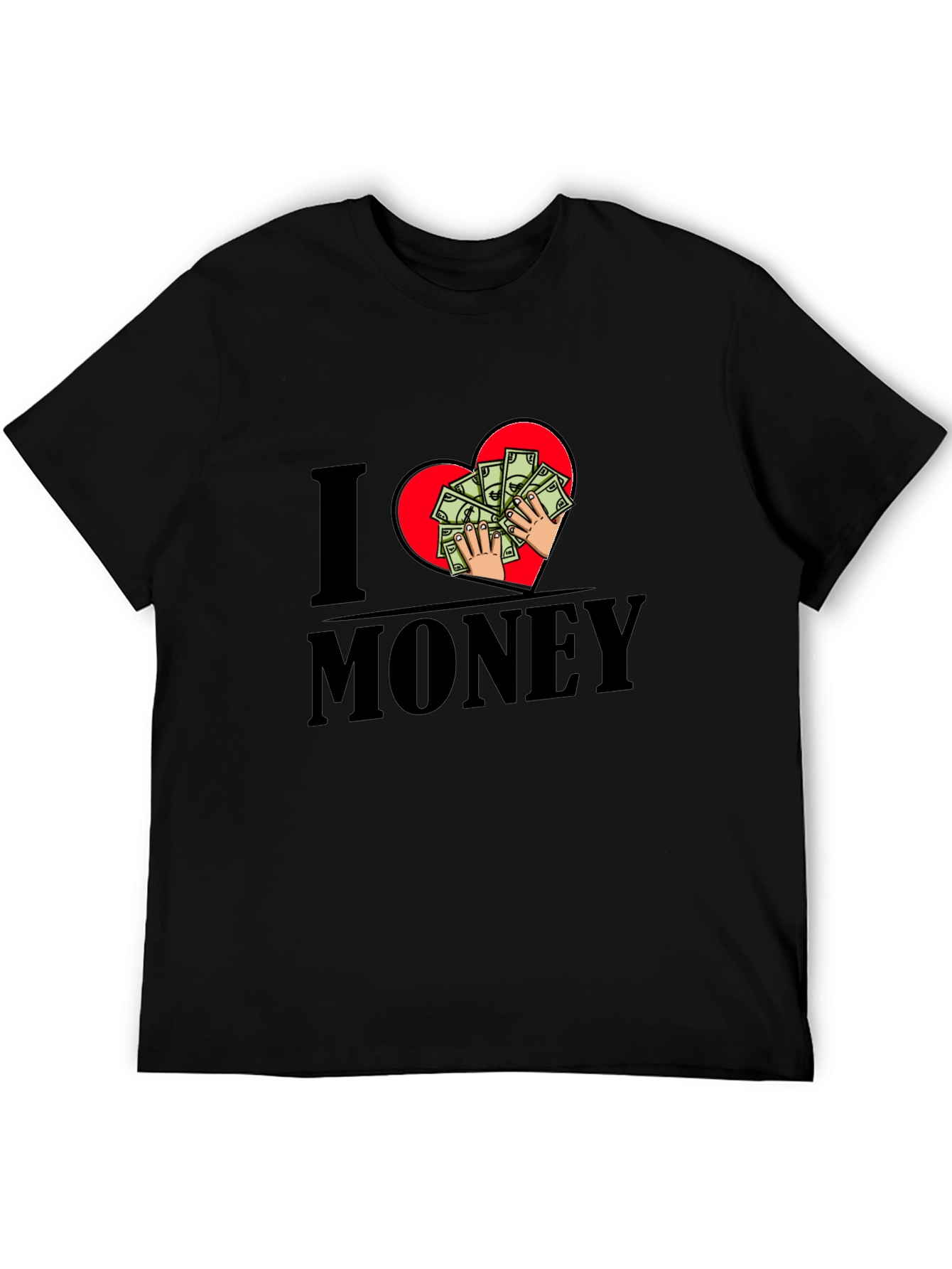Black I Love Money Graphic T-Shirt - Black Cotton Tee view 5