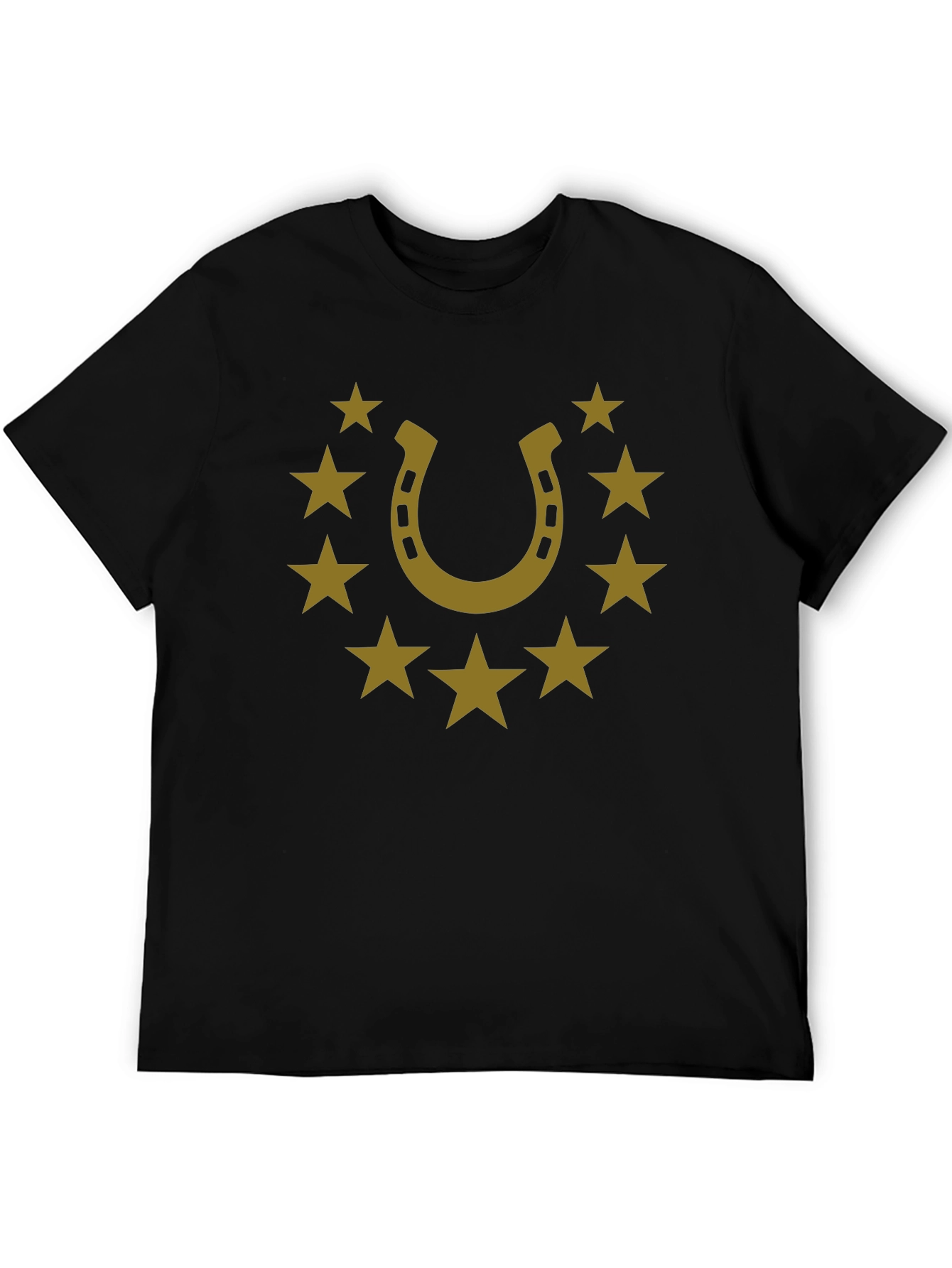 Black Lucky Horseshoe Star Graphic Tee - Unisex Black T-Shirt view 5