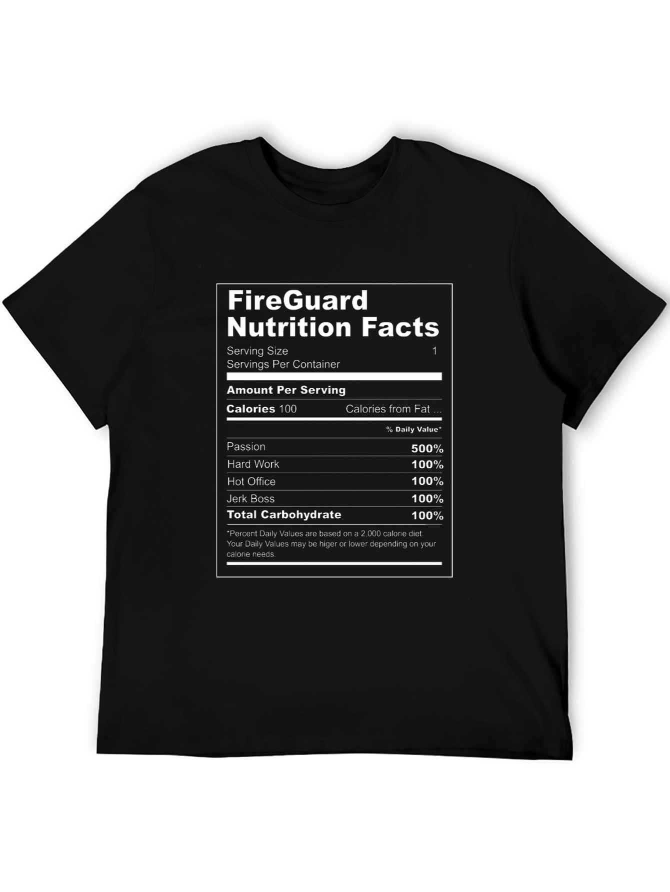 Black FireGuard Nutrition Facts T-Shirt - Funny Job Tee view 5