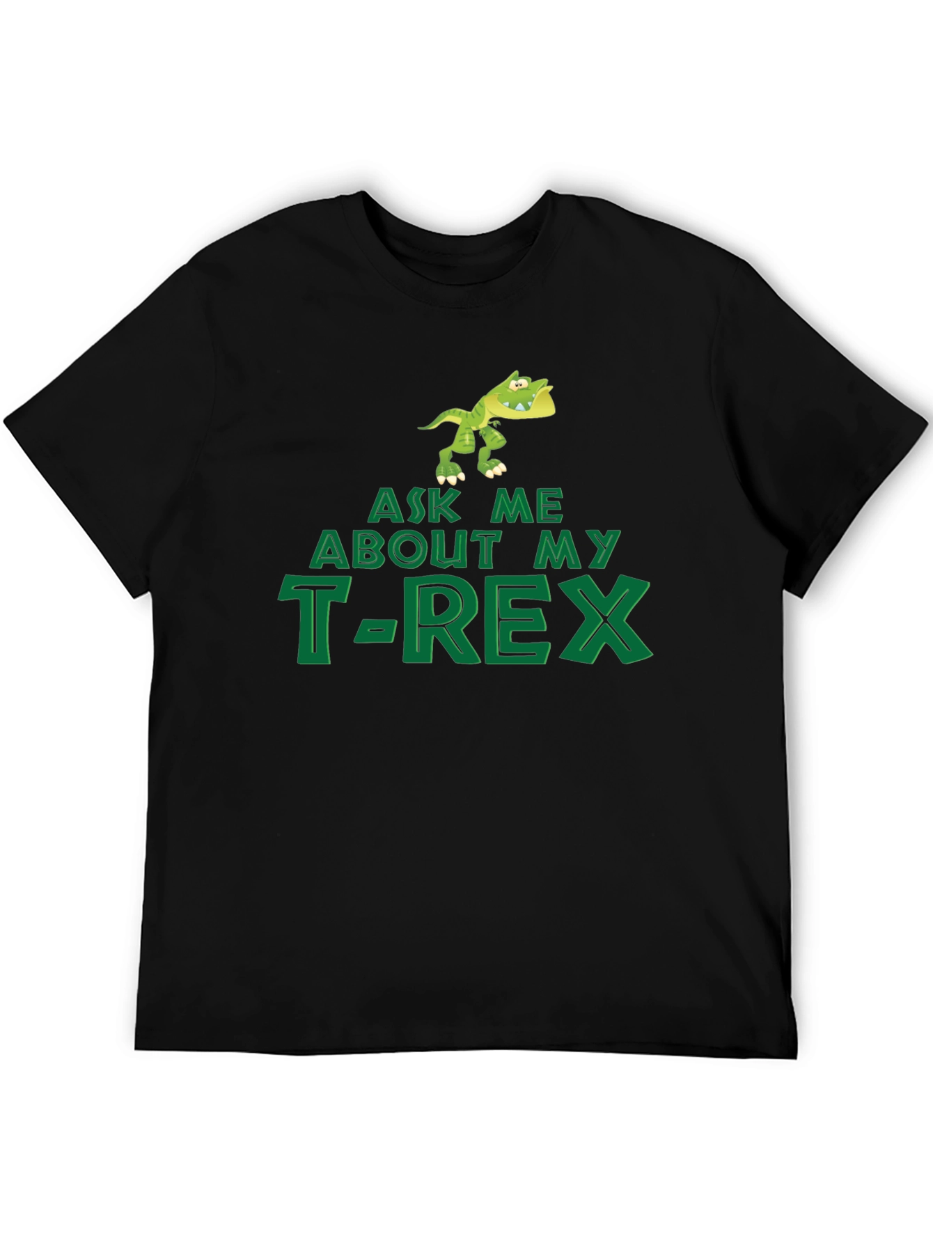 Black Ask Me About My T-Rex Black Cotton Tee view 5