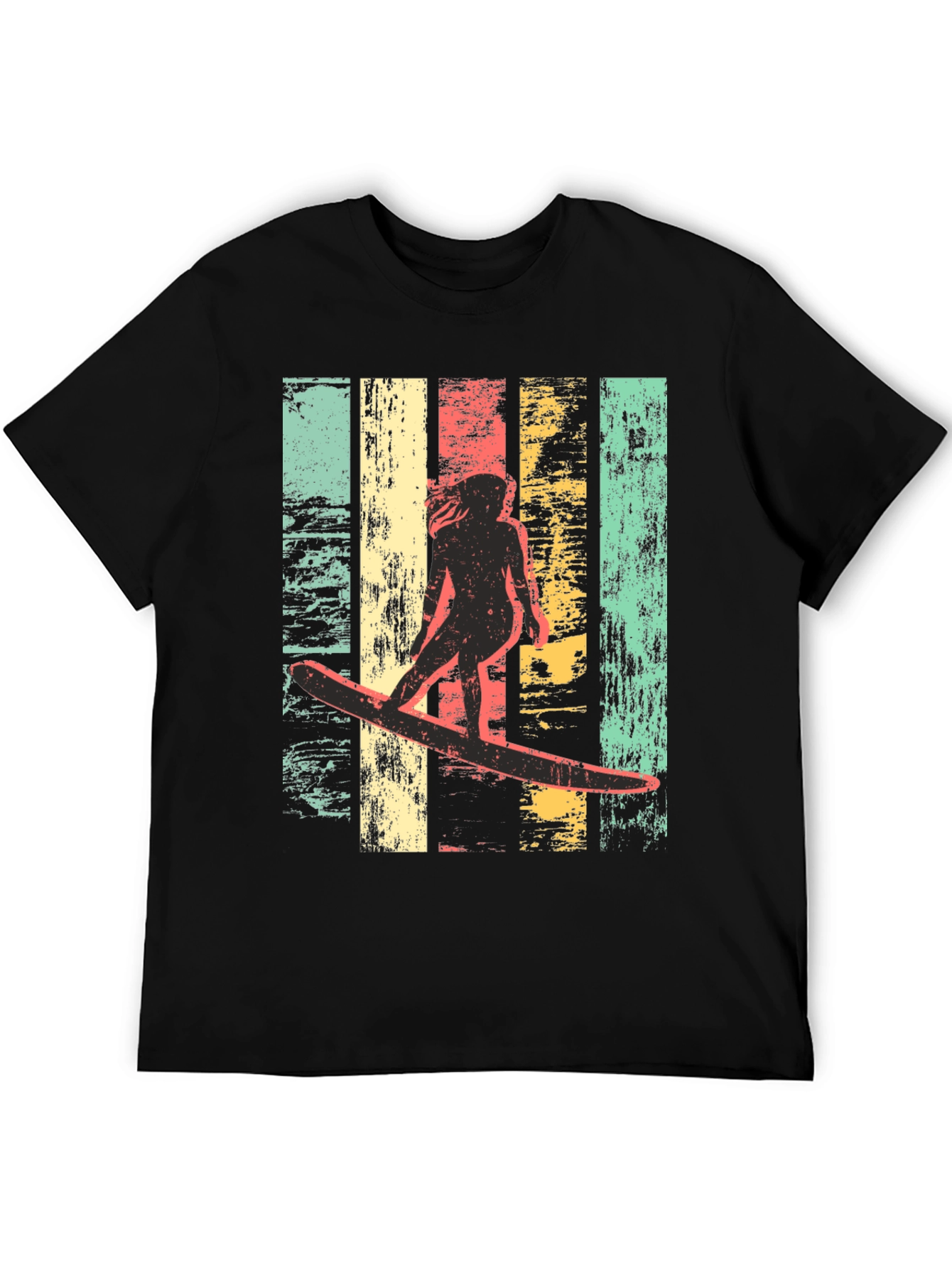 Black Vintage Surfer Graphic Tee - Cool Retro Design view 5
