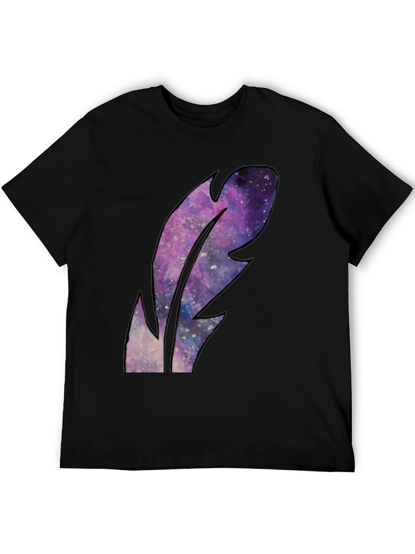Black Galaxy Feather Graphic Black T-Shirt view 5
