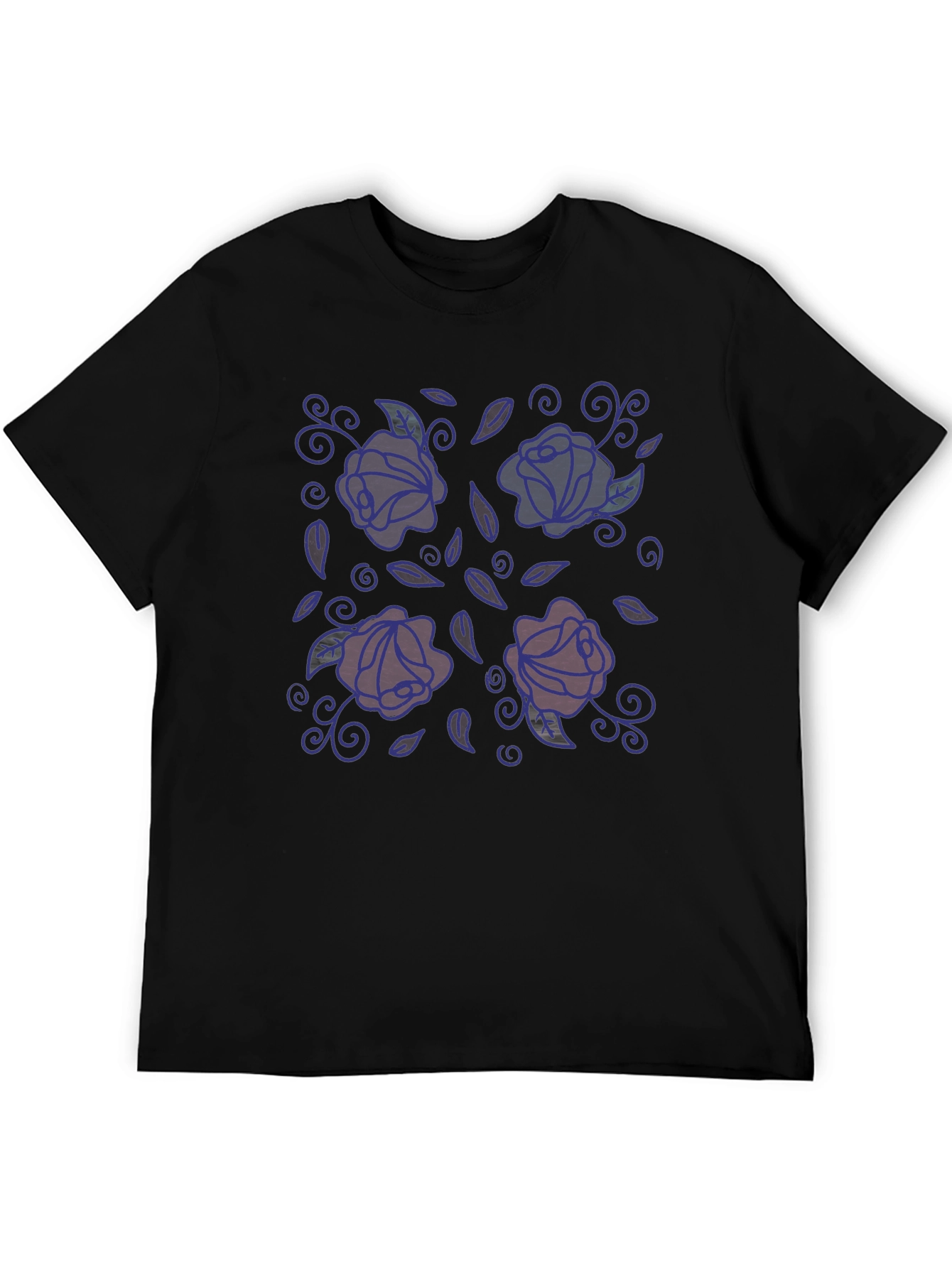 Black Floral Print Black T-Shirt - Stylish Casual Wear view 5