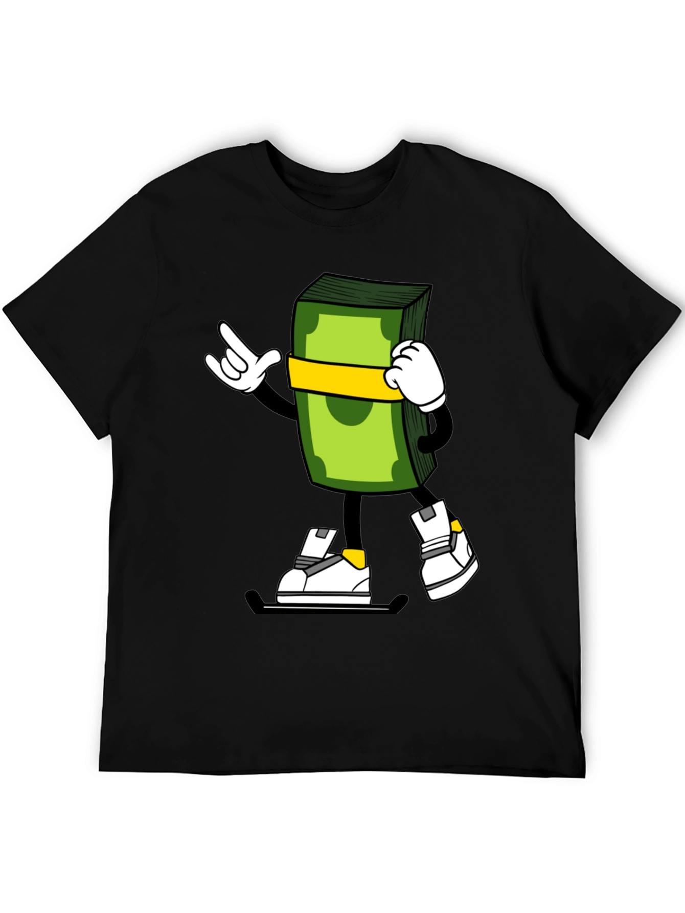 Black Cartoon Money Stack Graphic Tee view 5