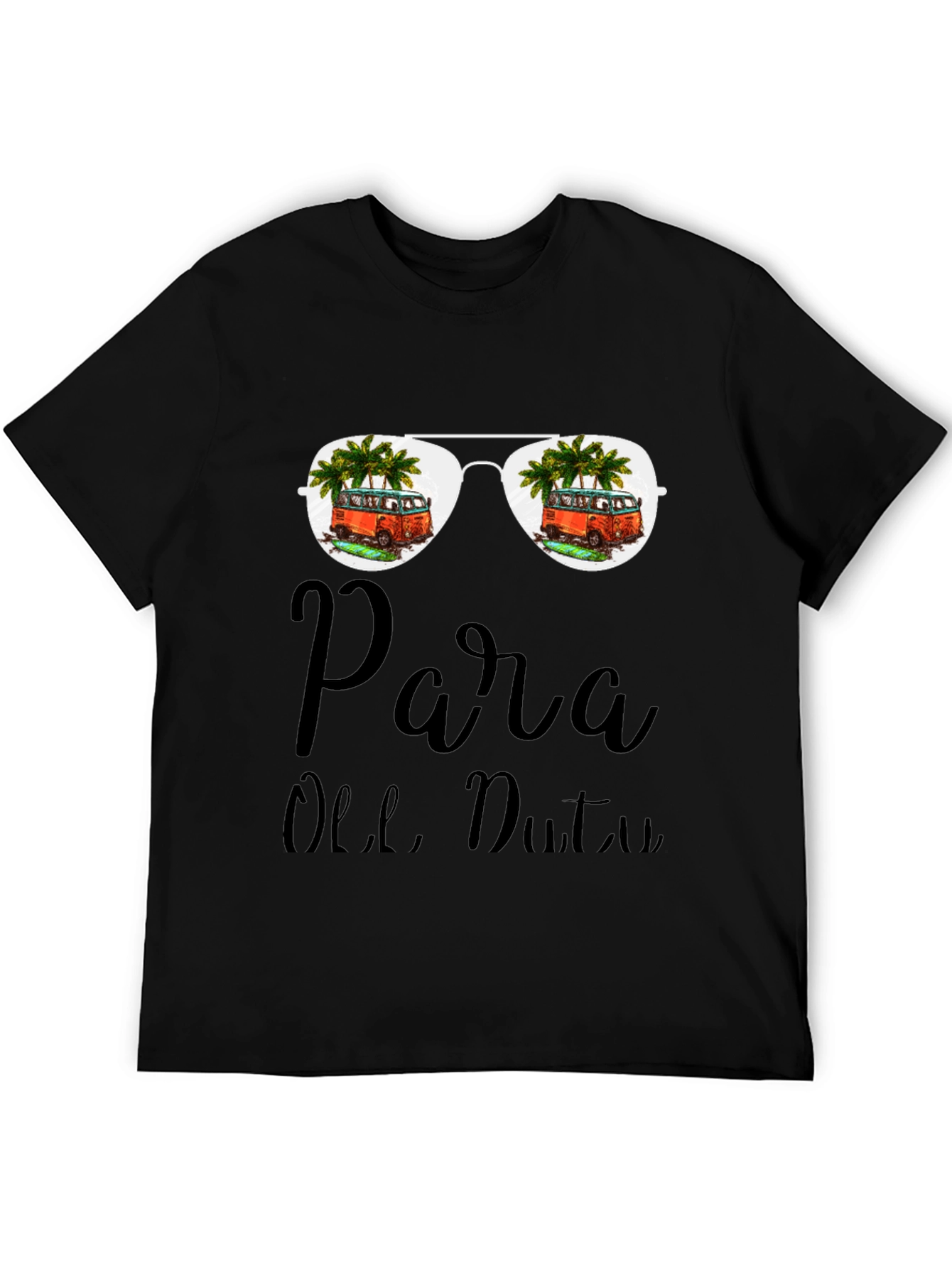 Black Para Olle, Duty T-Shirt: Beach Van Sunglasses Design view 5