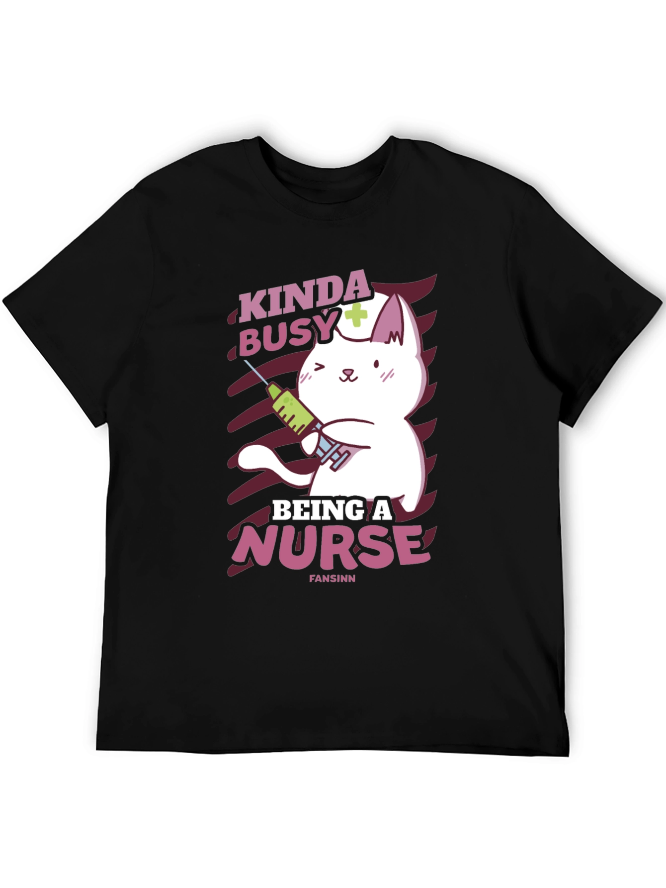 Black Kinda Busy Being a Nurse Funny Cat T-Shirt view 5