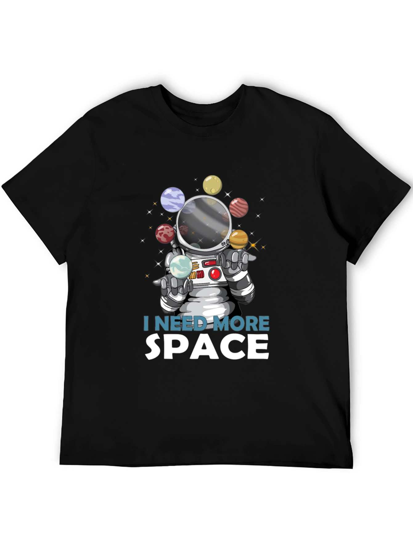 Black I Need More Space Astronaut T-Shirt view 5