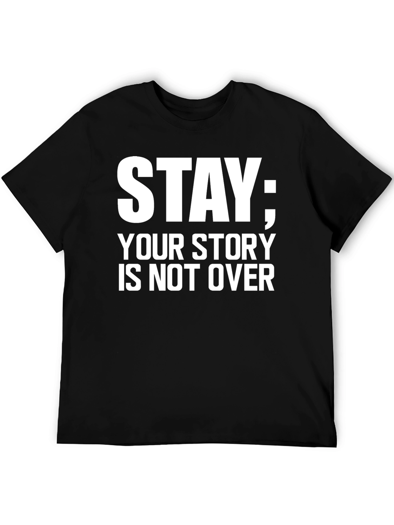 Black Stay Your Story Tee - Motivational Message Black T-Shirt view 5